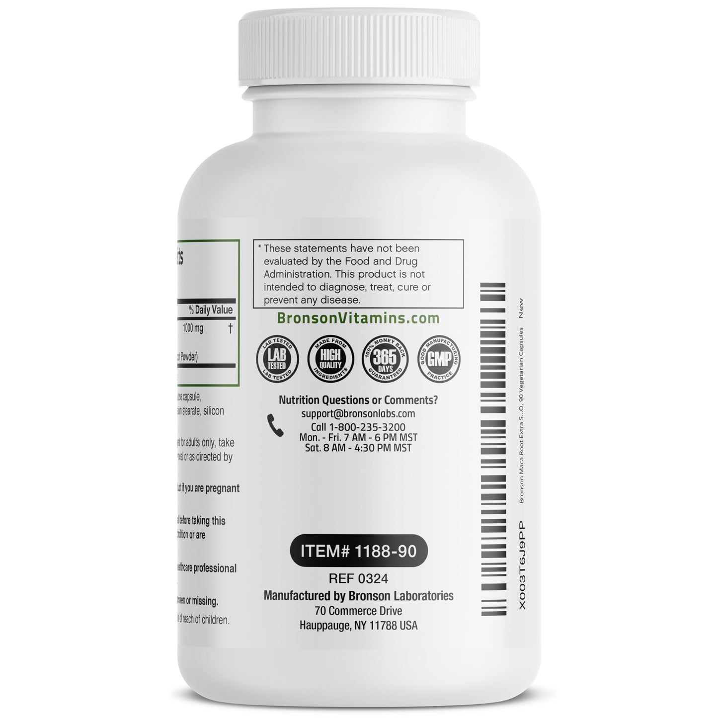 Bronson Maca Root Extra Lepidium Meyenii, Non-GMO, 90 Vegetarian Capsules - Medaid International