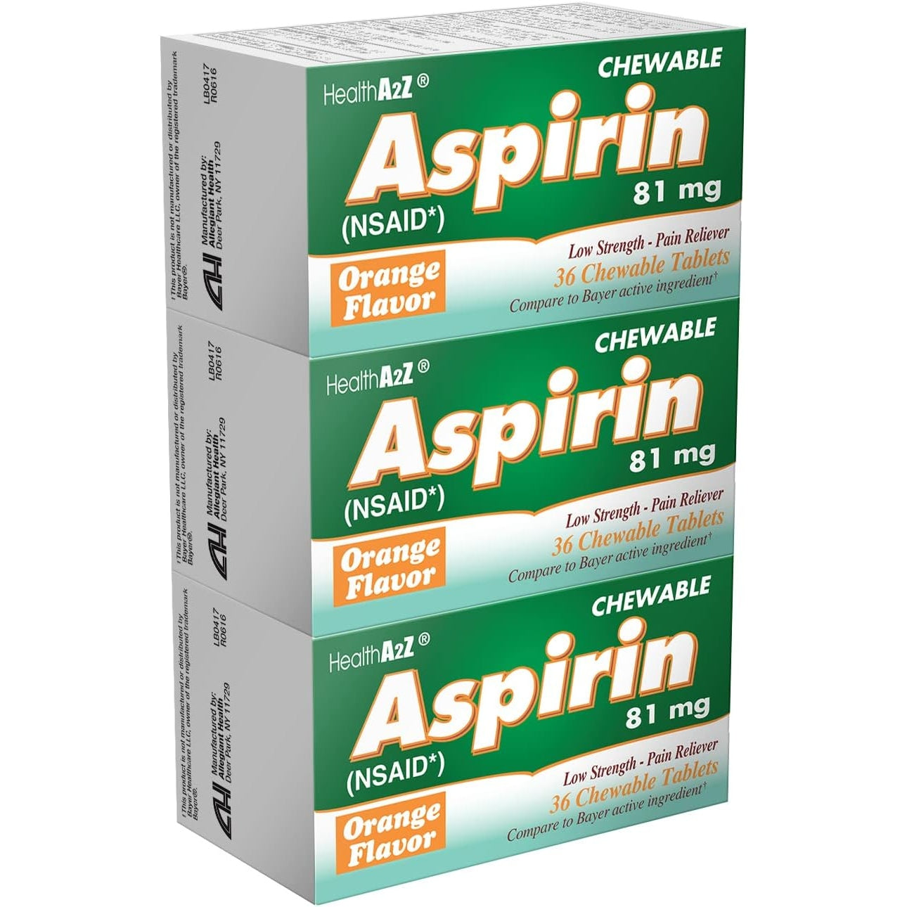 HealthA2Z® Aspirin 81 mg | Low Strength | Enteric Coated | Pain Relief | Reduces Minor Aches Muscle Pain & Cramps | Fever Reducer | Reduces Headache (365 Counts) - Medaid - Lebanon