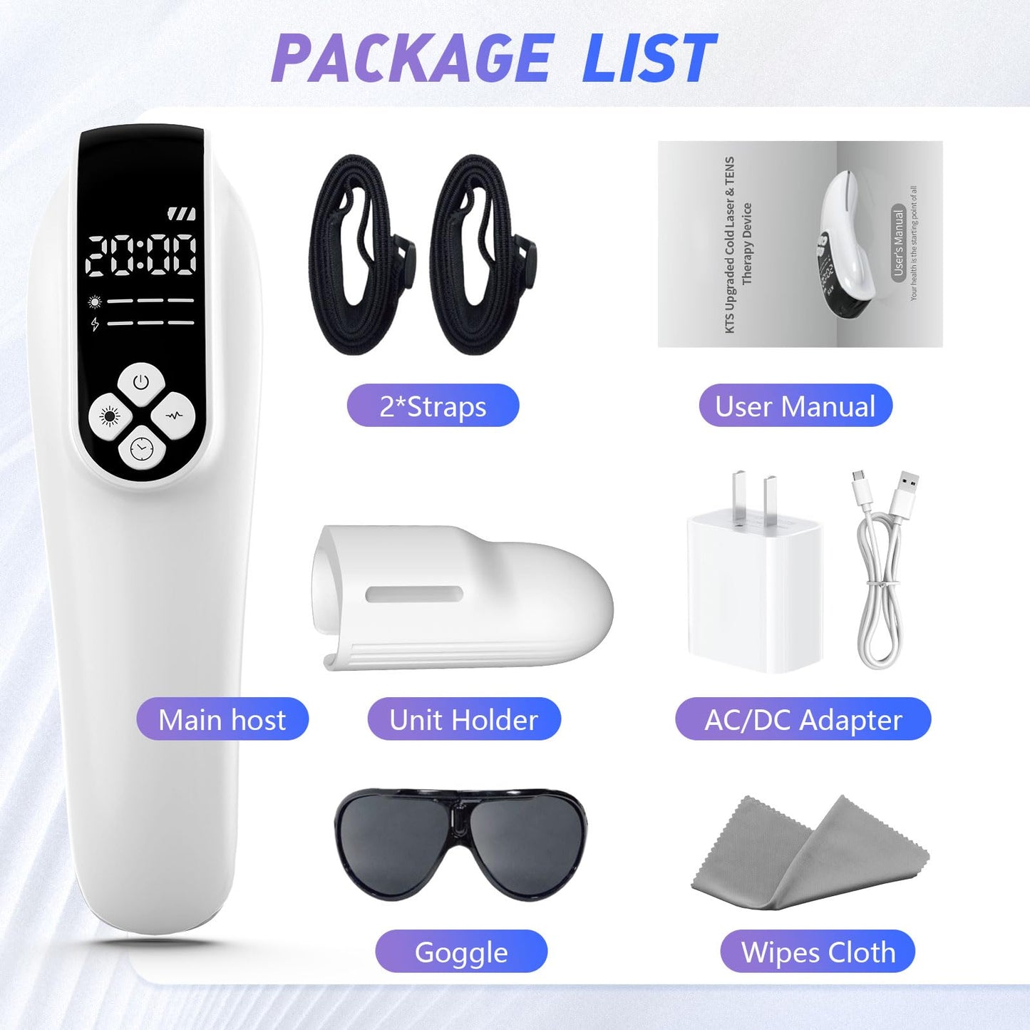 KTS Handheld Laser Therapy Devices, Infrared Red Light Therapy Device with Straps for Muscle and Joint Pain Relief, Models:HD-Cure - Medaid International