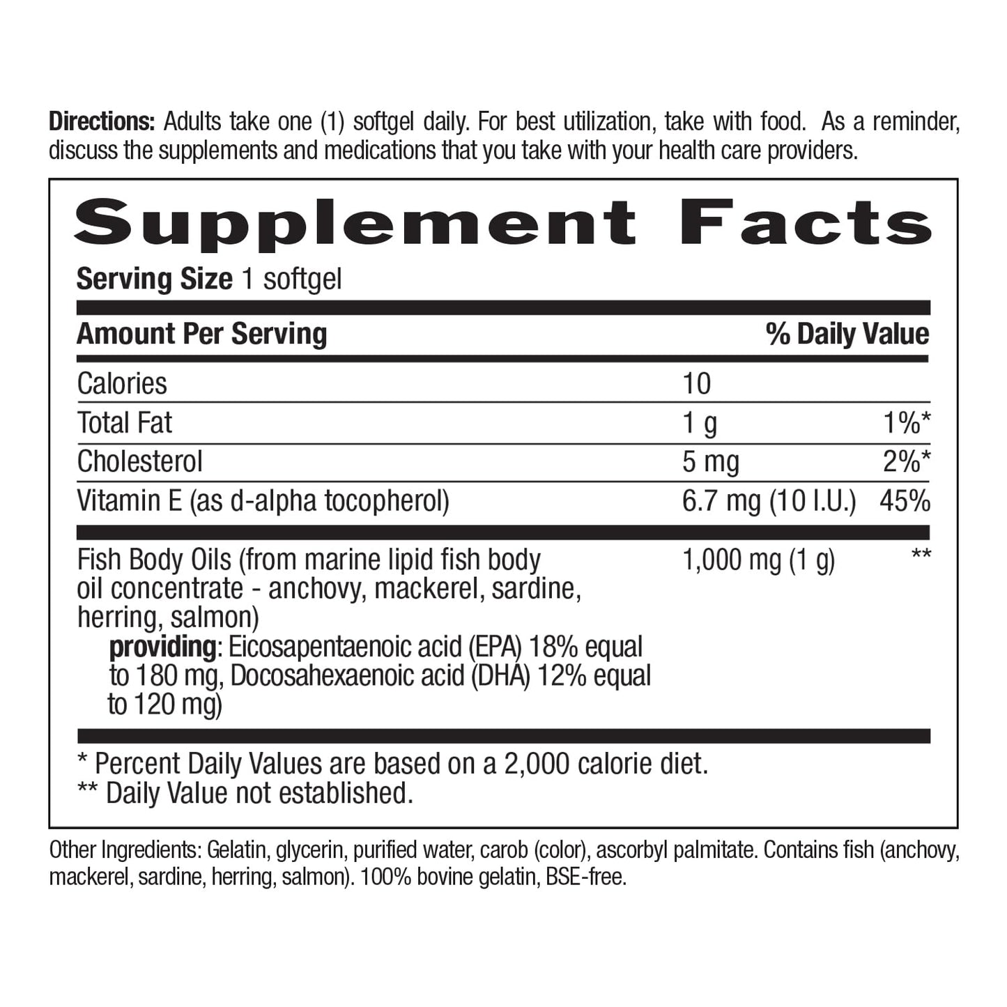 Country Life Omega-3 Fish Oil Supplement, 1000mg, 180mg EPA & 120mg DHA, Fish Oil Concentrate, Burpless, 300 Softgels, Certified Gluten Free - Medaid International