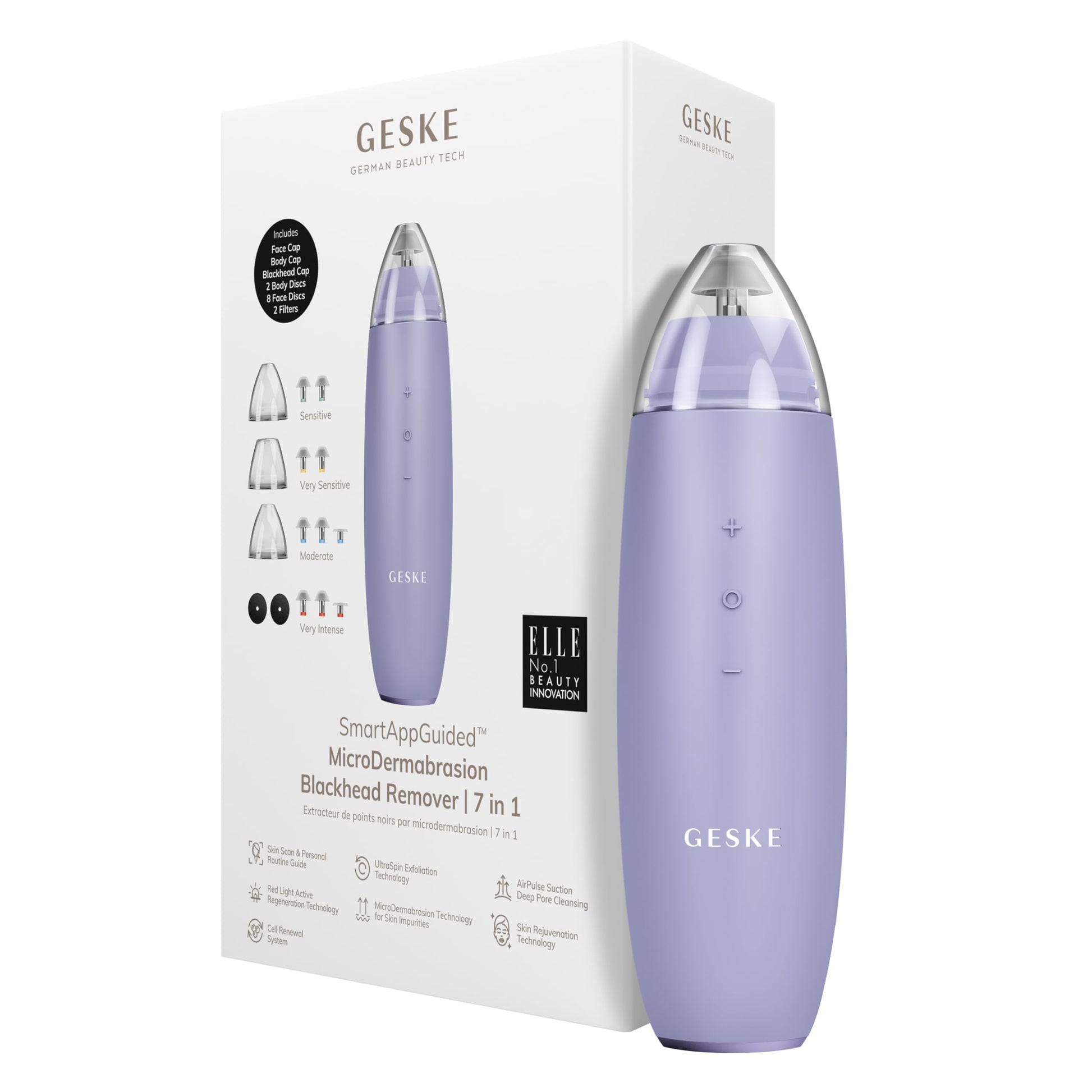 GESKE SmartAppGuided™ MicroDermabrasion Blackhead Remover | 7 in 1 | Blackhead Remover | Electric Pore Cleaner | Innovative Vacuum Cup | Beauty Tool | Skin Cleansing Device | Skincare Device - Medaid International