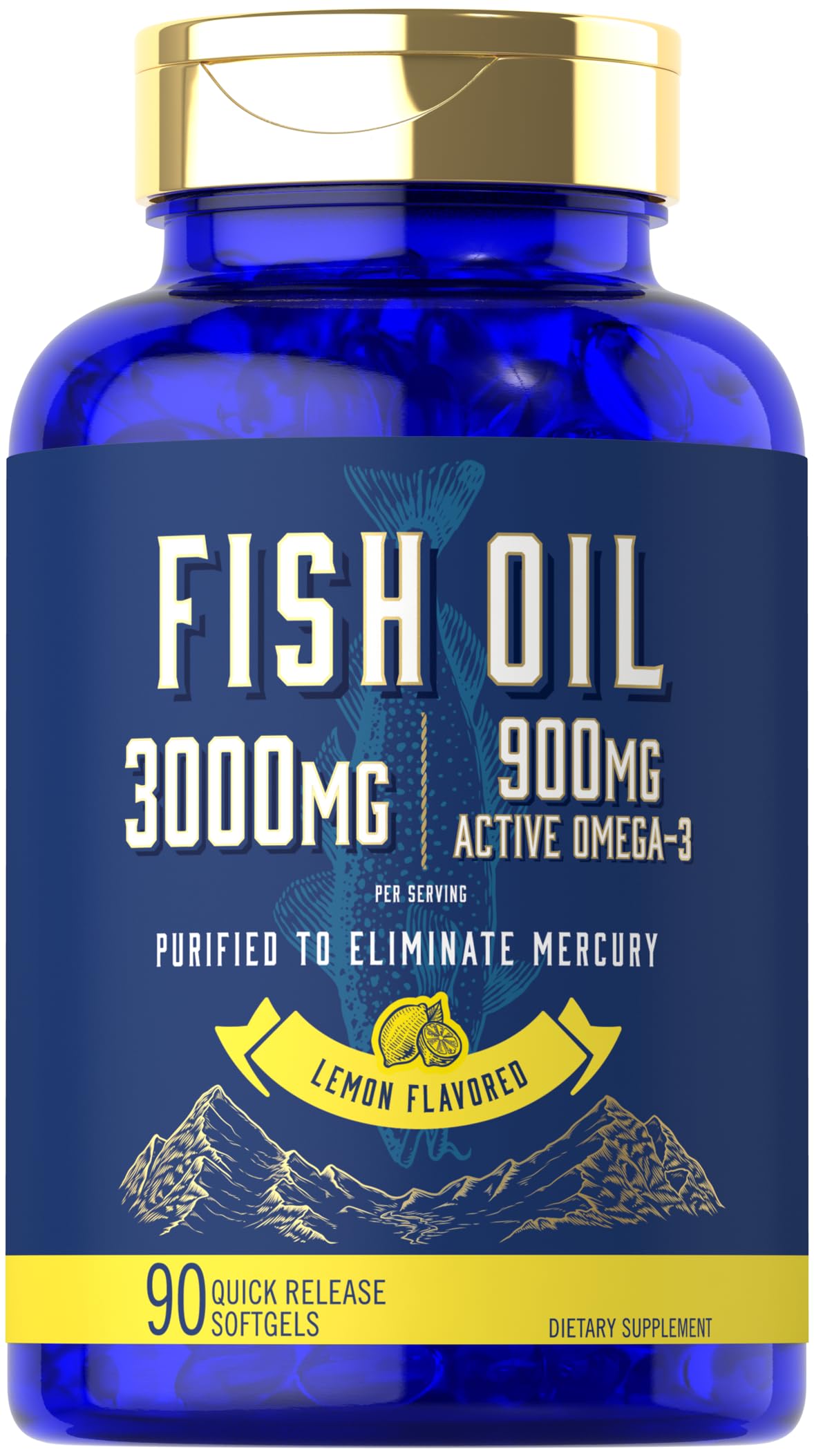 Carlyle Fish Oil 3000mg | 900mg Omega 3 | 90 Softgels | Lemon Flavor | Non-GMO and Gluten Free Supplement - Medaid International