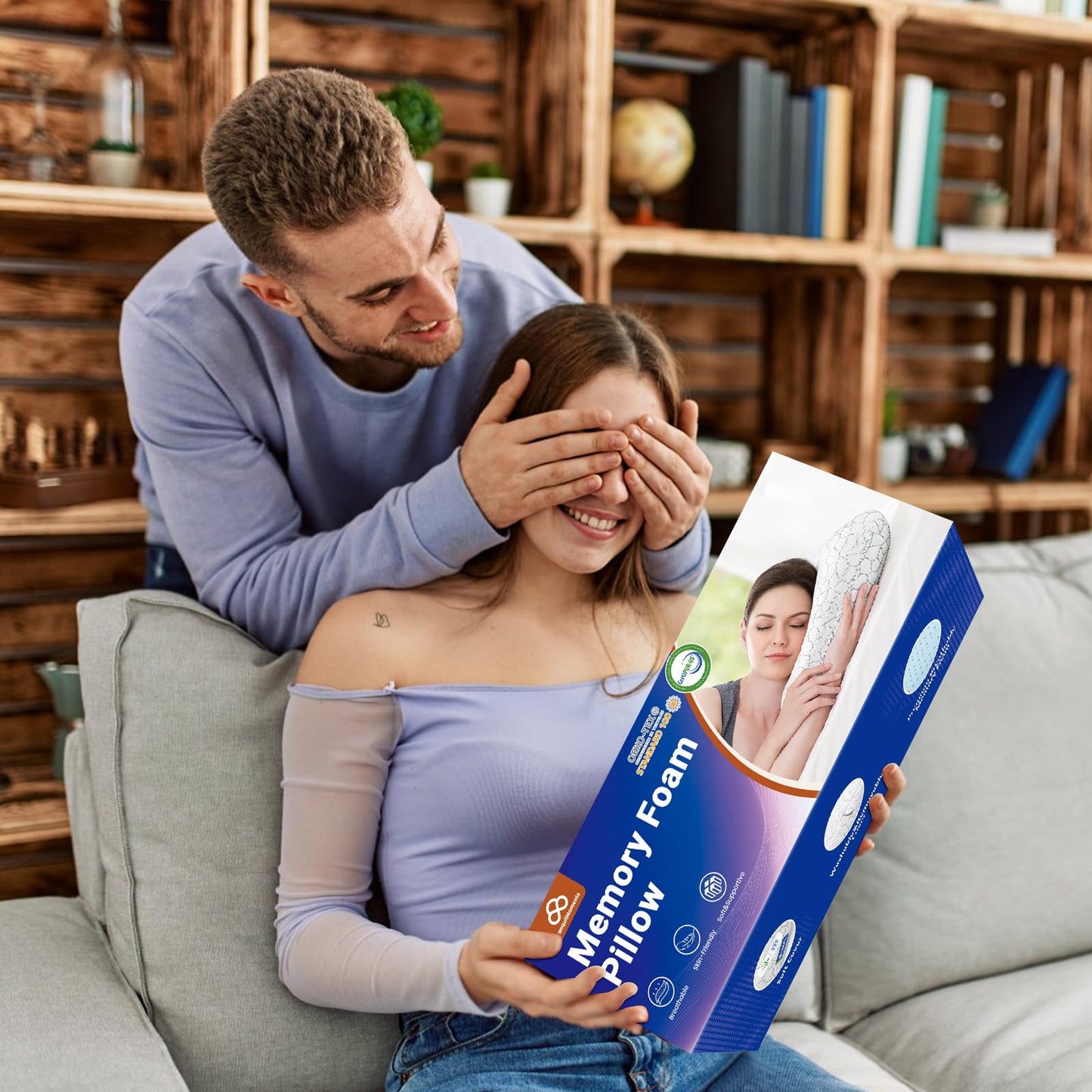 TranquilMoments Memory Foam Pillows, Bed Pillow for Side,Back and Stomach Sleepers,Neck Pillow for Sleeping with Removable and Machine Washable Cover, Standard Size (1 Pack) - Medaid International