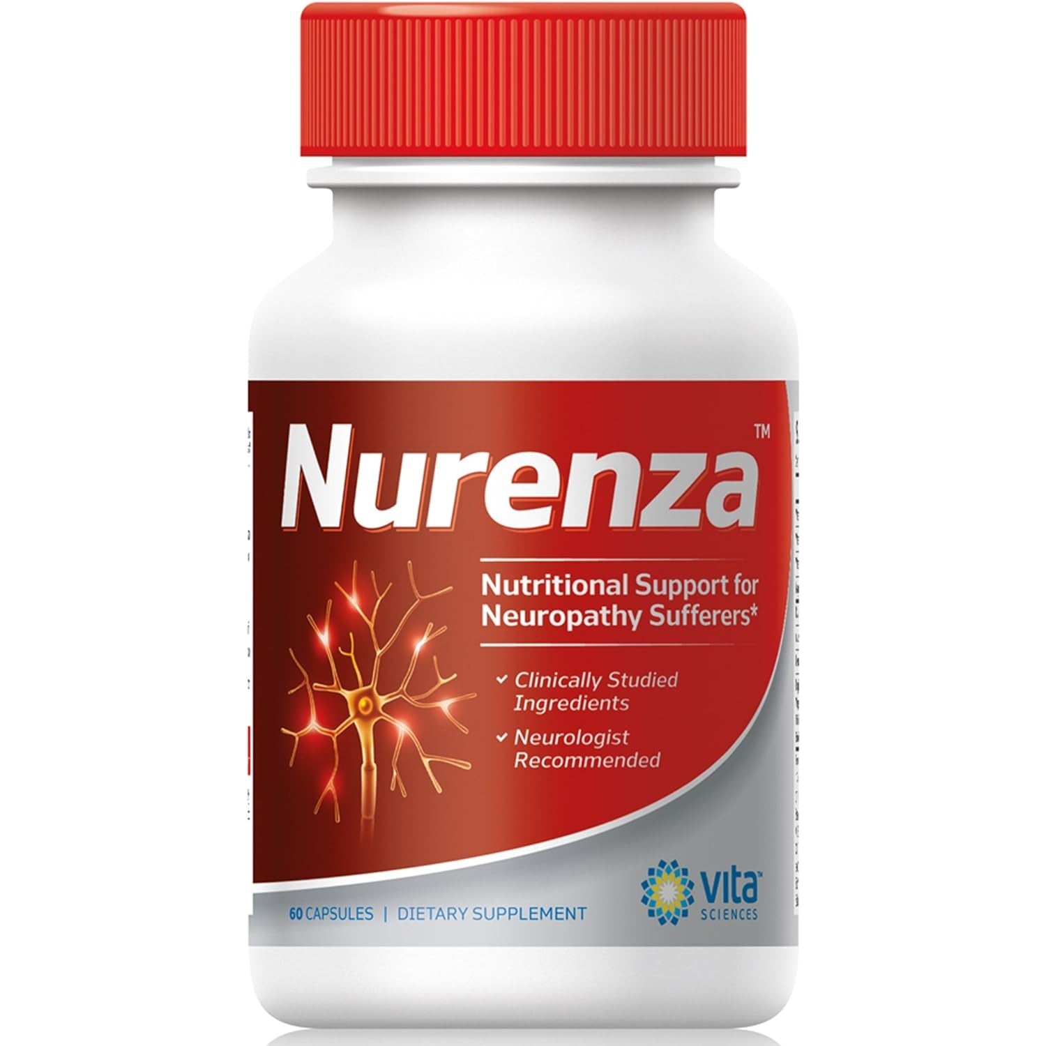 Vita Sciences Nurenza Neuropathy Supplement for Nerve Health and Fast Repair. Natural R-ALA Form 40x Strength with Vitamins and Antioxidants to Renew and Revitalize Feet, Hands, Legs, and Toes. 60 Ct. - Medaid - Lebanon