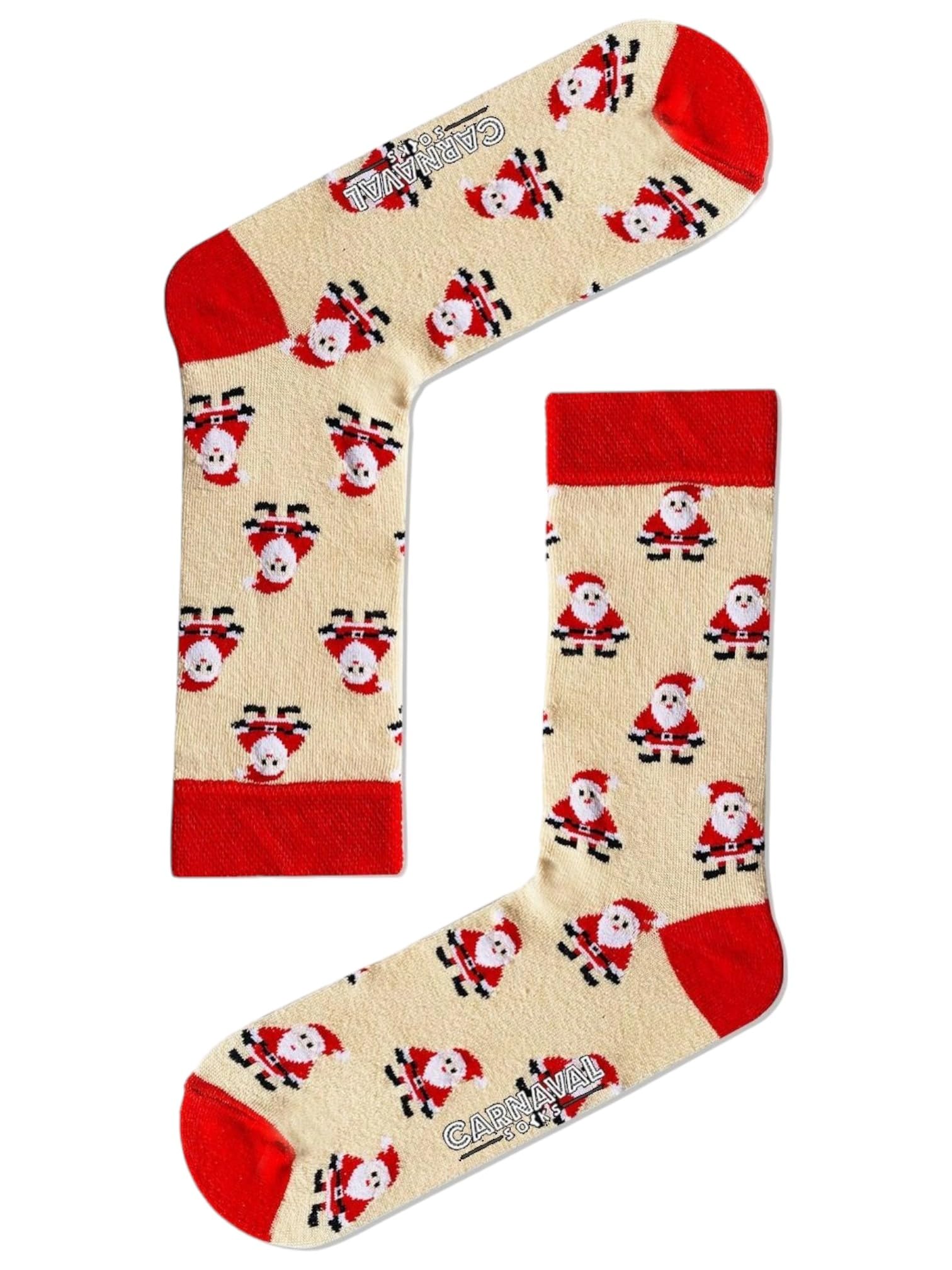 CARNAVAL SOCKS THE PARTY HAS BEGUN Women's & Men's Christmas Novelty Socks, Multicolor Cartoon Crew Length, 2 Count, Adults, Christmas Lovers, Novelty Socks Enthusiasts - Medaid International