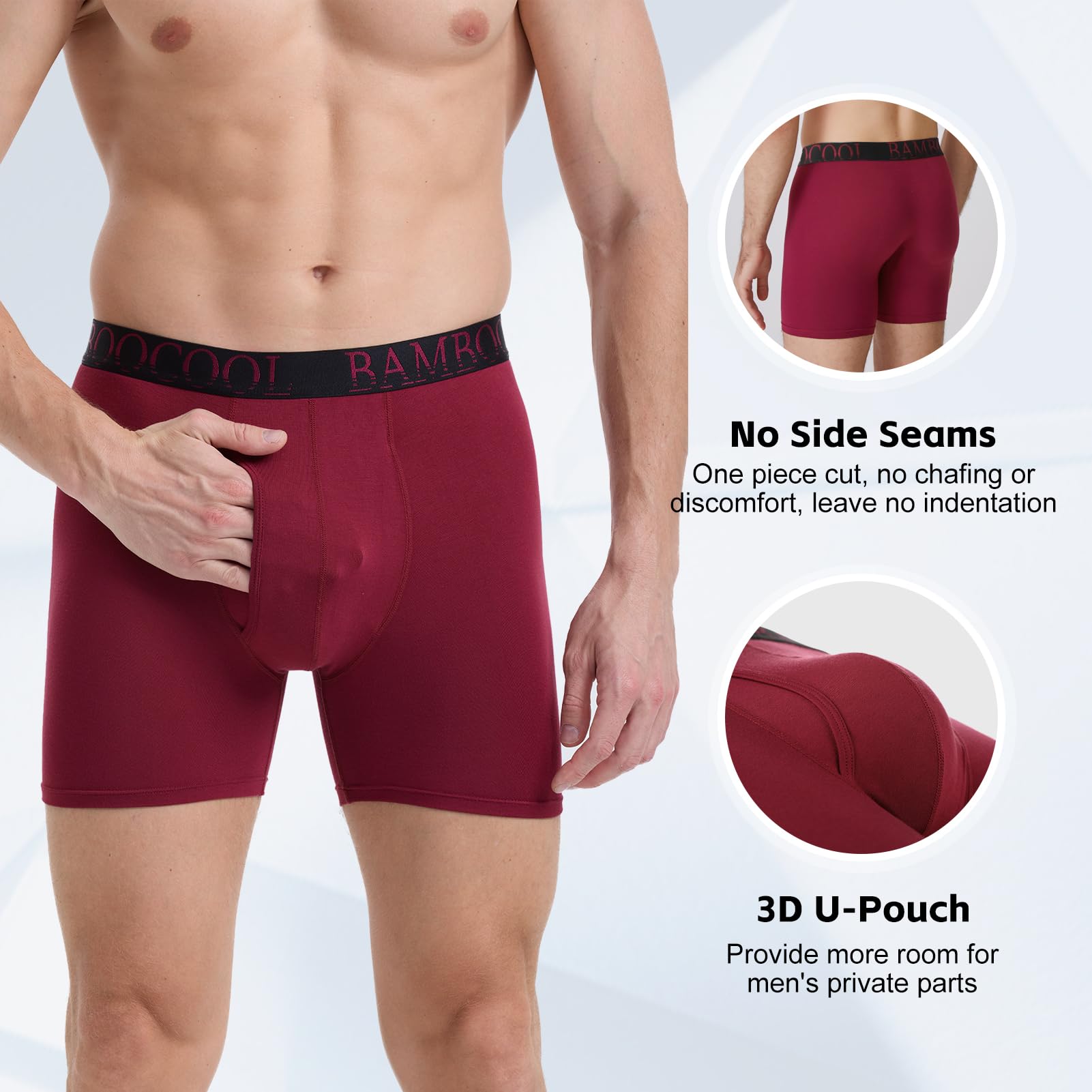 BAMBOO COOL Men's Ultra ComfortSoft Underwear, Moisture Wicking & Breathable No Ride Up Boxer Briefs with Fly, Multipack - Medaid International