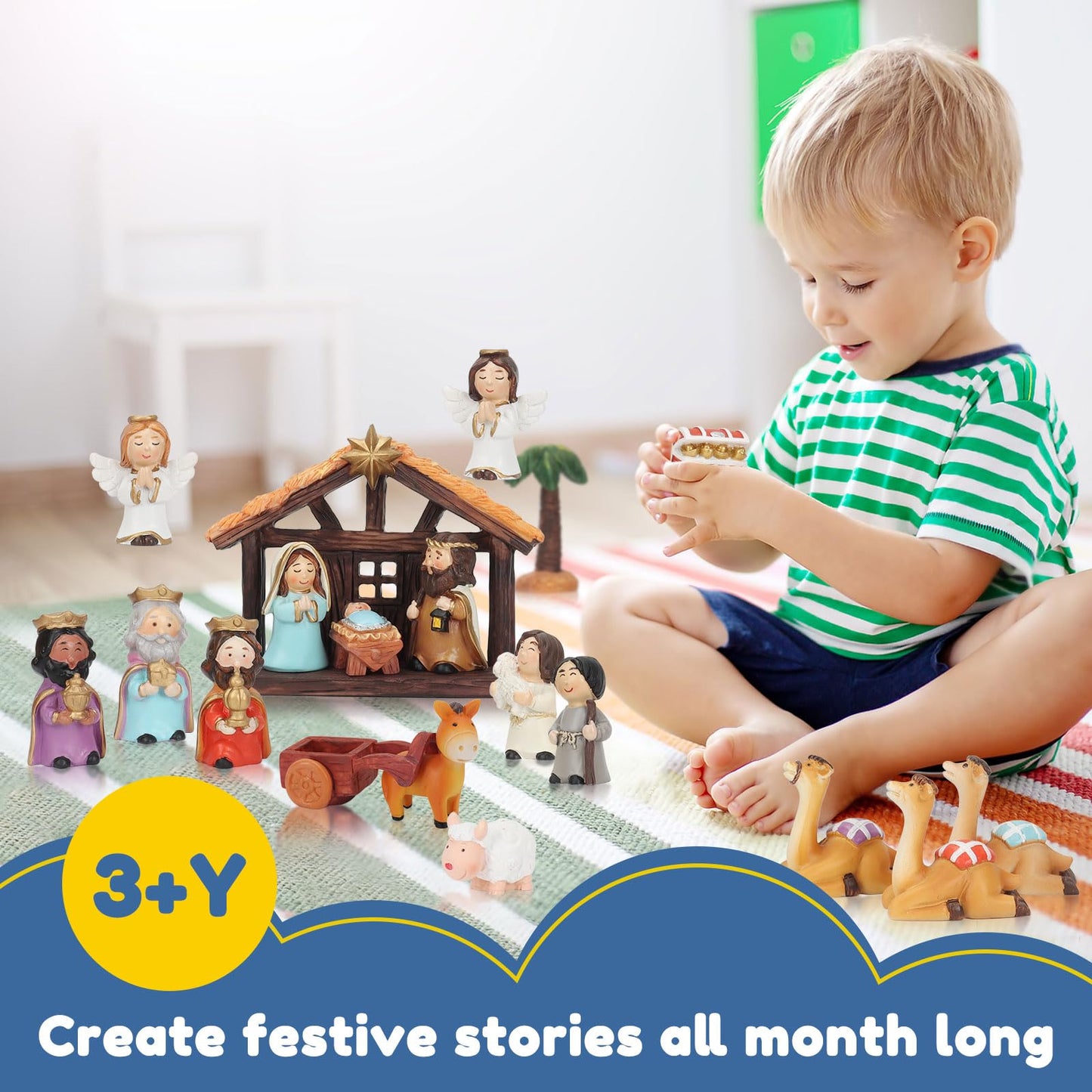 Nativity Advent Calendar 2025 Kids - Nativity Scene Story Gifts for Toddlers 24 Days Xmas Count Down Box, Christian Religious Christmas Countdown Calendar Surprises Gifts for Children (Figurine Set) - Medaid International