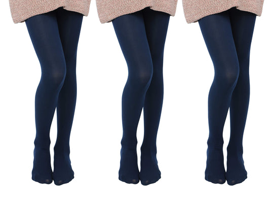 EVERSWE 3 Pairs Pack Girls Microfiber Tights Multiple Colors (Navy, 11-13) - Medaid International