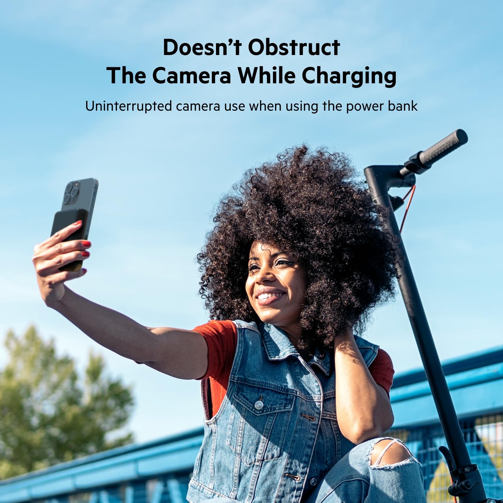 Belkin Portable Charger, Wireless Power Bank 5000 mAh MagSafe Charger 7.5W, Built-in Pop-up Kickstand - Compatible w/iPhone 17, Air, Pro, ProMax, AirPods, Apple Watch, Google Pixel 10, etc. - Black - Medaid International