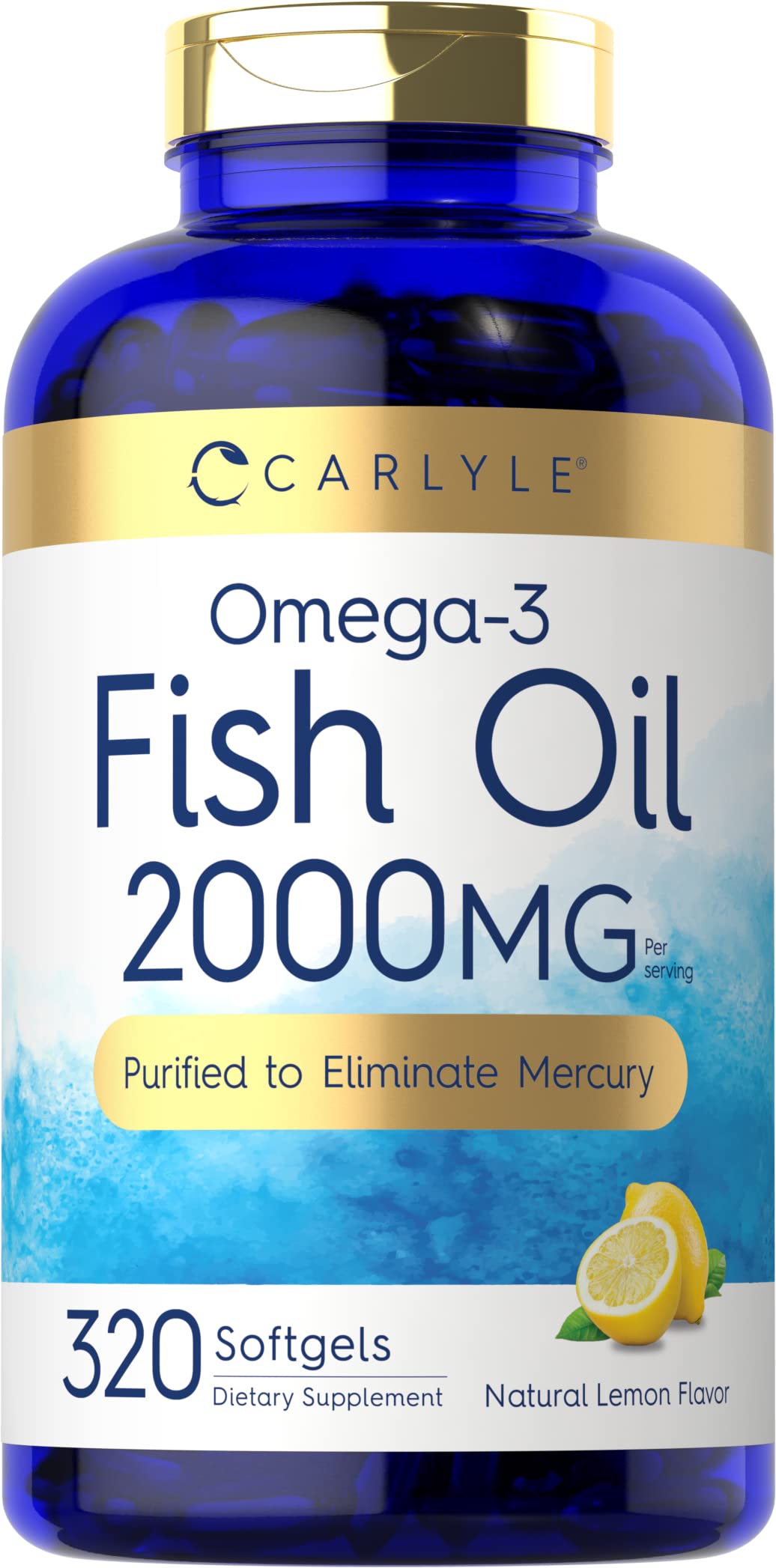 Carlyle Fish Oil Omega 3 Supplements | 2000mg | 320 Softgels | EPA & DHA | 600mg Total Omega-3 | Non-GMO, Gluten Free Pills - Medaid International