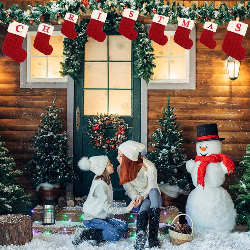 Christmas Stocking with 26 Letter, Initial Embroidered Mini Cute Christmas Stockings Cotton Cord with White Super Soft Plush Cuffs Christmas Decorations, 5.5 * 7.1 in (A) - Medaid International