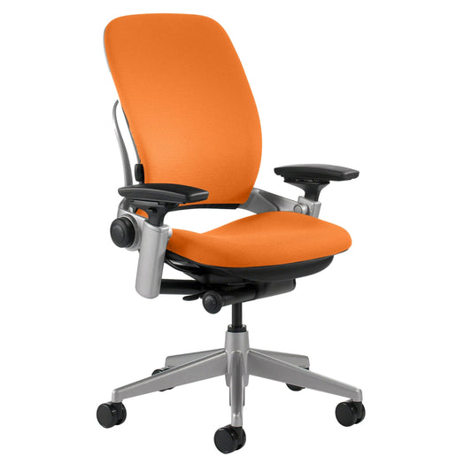 Steelcase Leap Office Chair - Ergonomic Work Chair with Wheels for Carpet Flooring - Work Chair Supports Unique Body Shape - with Natural Glide System & Liveback Technology - Tangerine Orange Fabric - Medaid International
