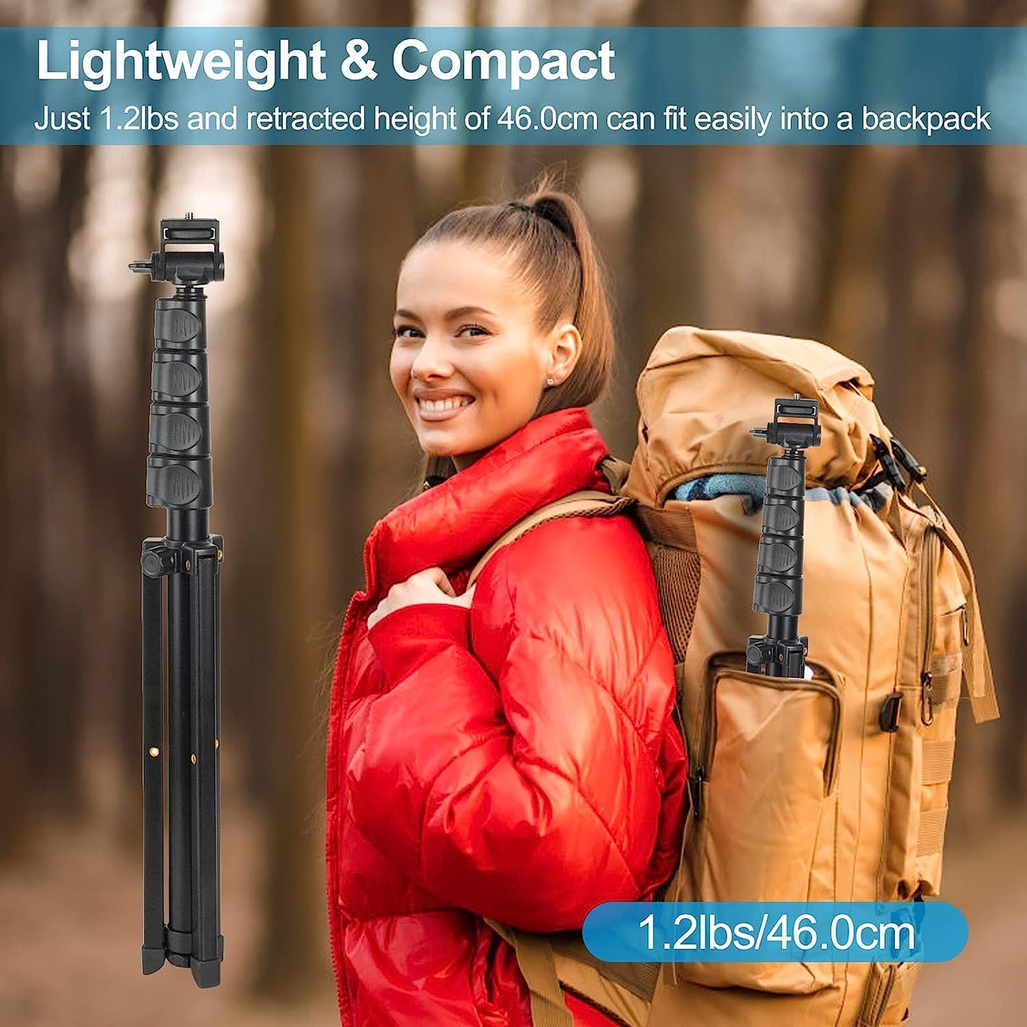 70 inch Phone Tripod, Extendable Selfie Stick Tripod, Portable Cell Phone Tripod Stand, Lightweight Travel Tripod - Medaid International