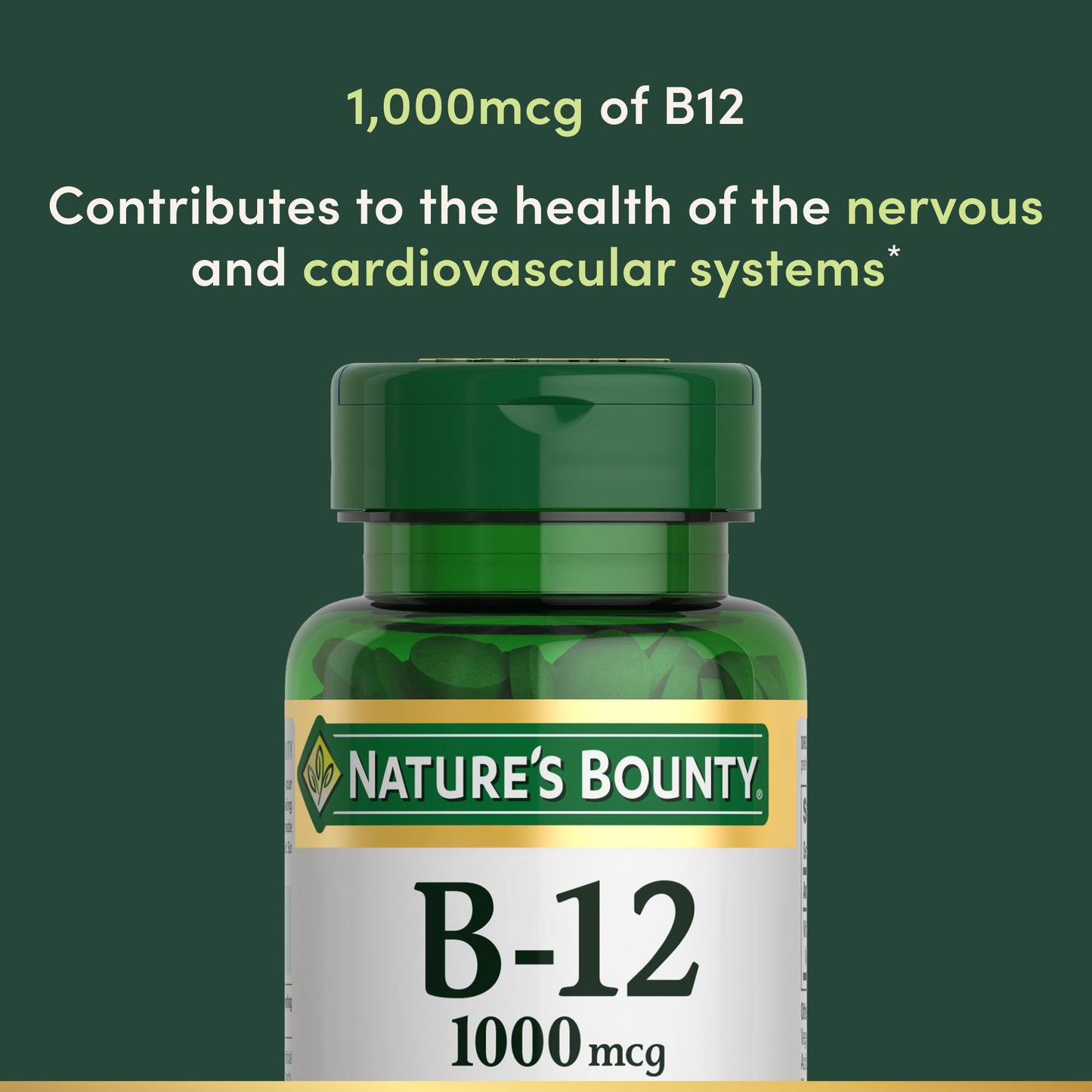 Nature's Bounty Vitamin B12 1000 mcg Supplements, Supports Energy Metabolism, 200 Ct - Medaid International