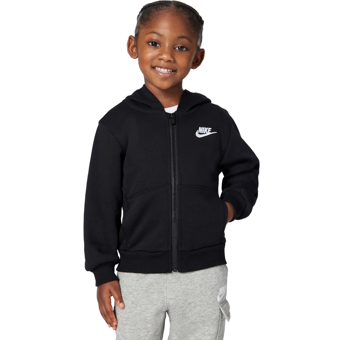 Nike Club Fleece Front Zip Hoodie Black/White - Medaid International