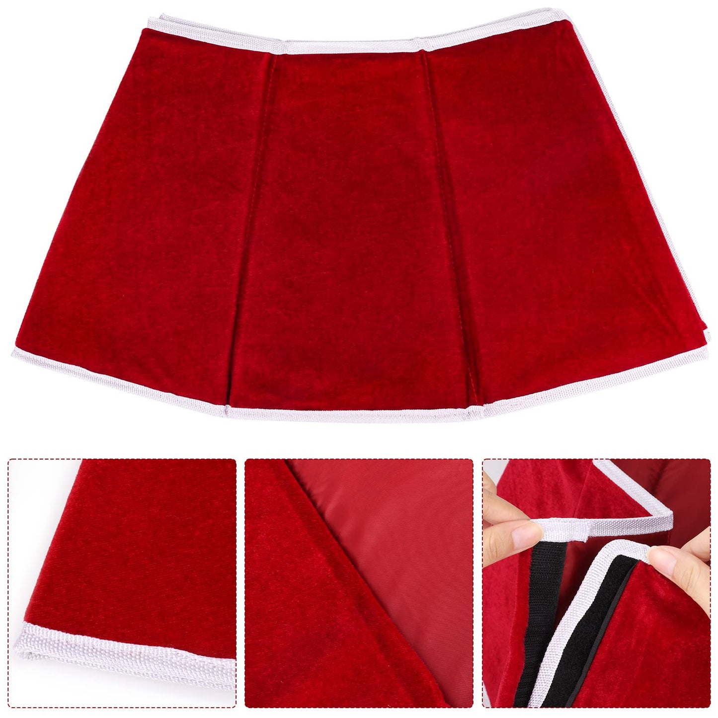 Christmas Tree Collar Red Velvet Folable Christmas Tree Ring Tree Skirt for Artificial Trees Base Stand Cover Christmas Tree Decoration - Medaid International