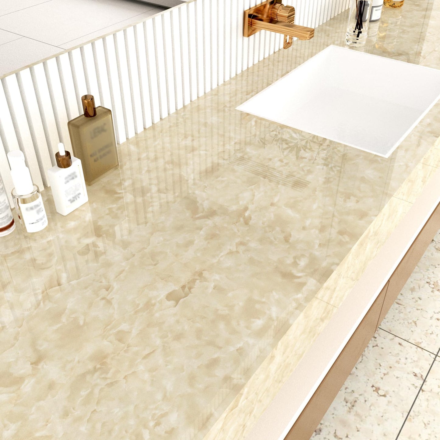 EPPKILY Beige Marble Contact Paper for Countertops Beige Marble Peel and Stick Wallpaper Removable Waterproof Countertop Contact Paper for Cabinets Kitchen Vinyl Wrap Counter Top Covers 15.7"×78.7" - Medaid International