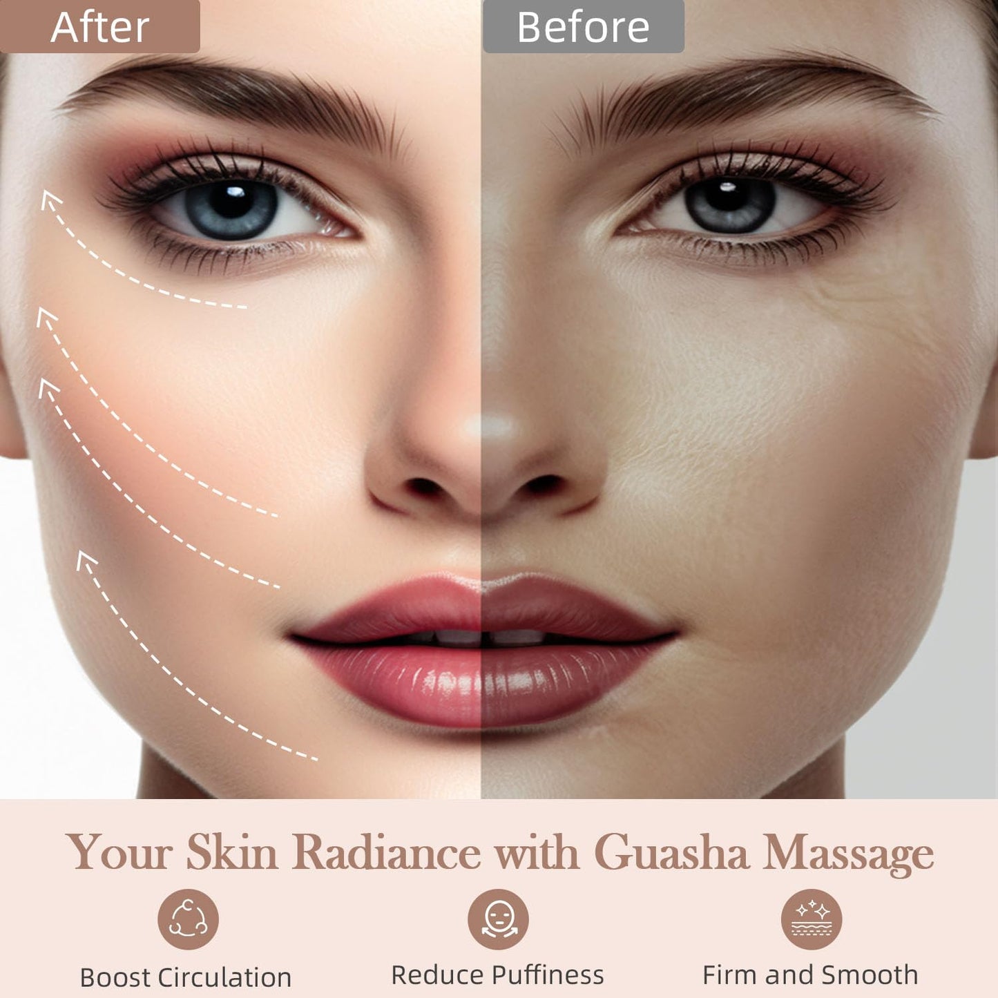 BESKAR Gua Sha Facial Tools, Natural Jade Stone Guasha Massager for Jawline Sculpting, Tighten Face Skin and Reduce Wrinkles, Face Eyes Body Neck Massage Tool, Skin Care Gift (Black) - Medaid International