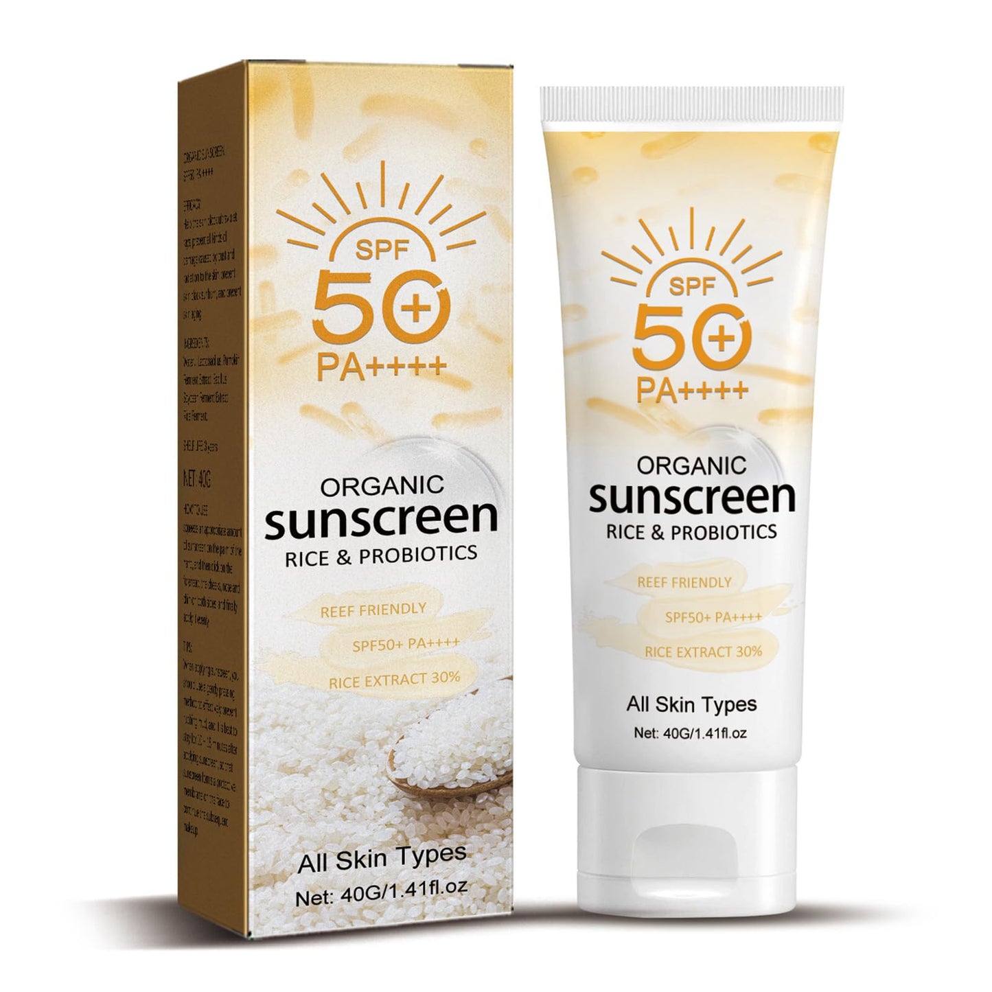 Hotiary Organic Face Sunscreen, Rice & Probiotics Sunscreen SPF 50, Sunblock Sun Cream SPF 50 Lotion Cream Medium Sun Protection Immediate UVA/UVB Protection PA++++ for Face Body, Water Resistant - Medaid International