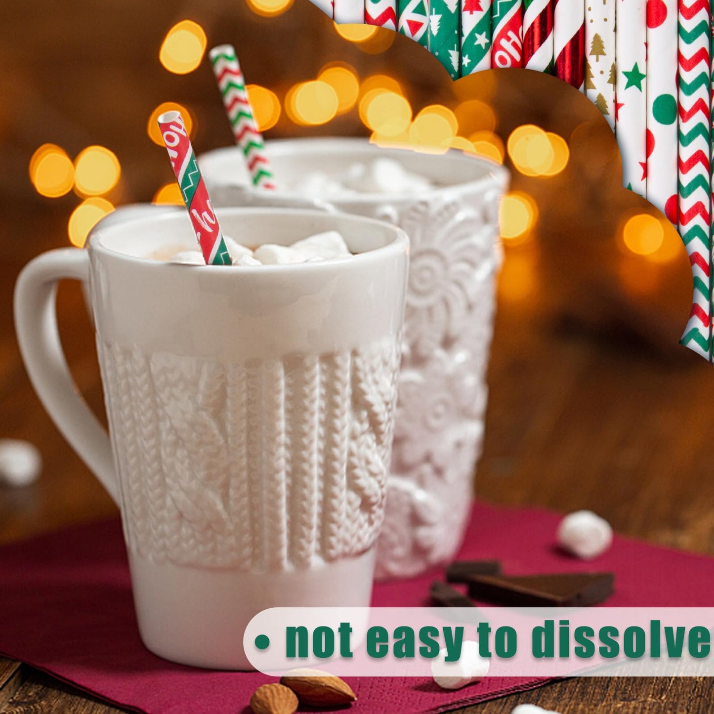 125PCS Christmas Paper Straws, 10 Styles Paper Drinking Straws Red and Green Stripes for Xmas Party, Wedding Favors, DIY Crafts - Medaid International