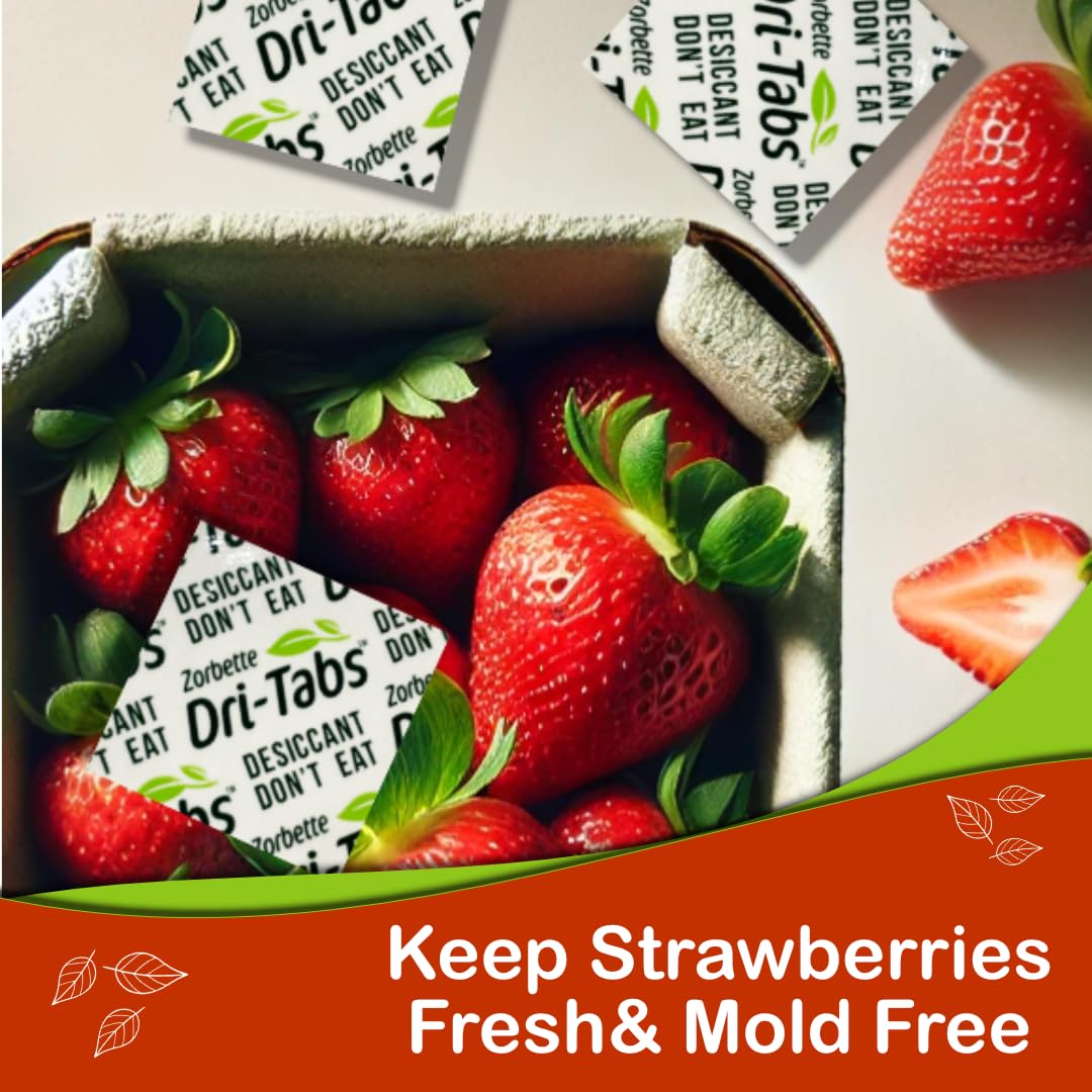 Zorbette Dri-Tabs | Food-Safe Moisture Absorbers – Keep Fruits, Veggies, Snacks, Bread & More Fresher, Longer! Eco-Friendly, Plant Based Desiccant That Replaces Silica Gel Packets - 75pk (Green) - Medaid International