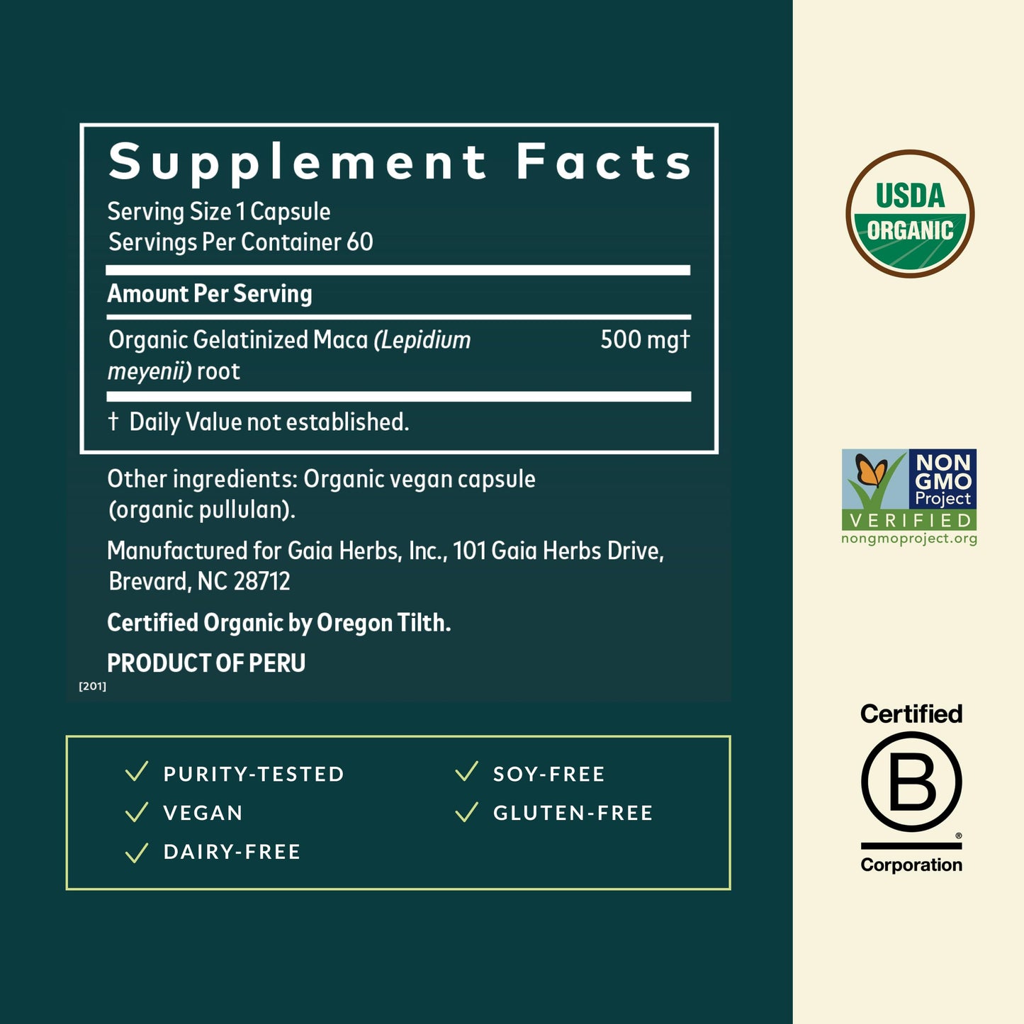 Gaia Herbs Maca Root - Caffeine-Free Natural Energy Supplement - Supports and Maintains Healthy Energy and Stamina - Made with Organic Maca Root (Lepidium meyenii) - 60 Vegan Capsules (30-Day Supply) - Medaid International