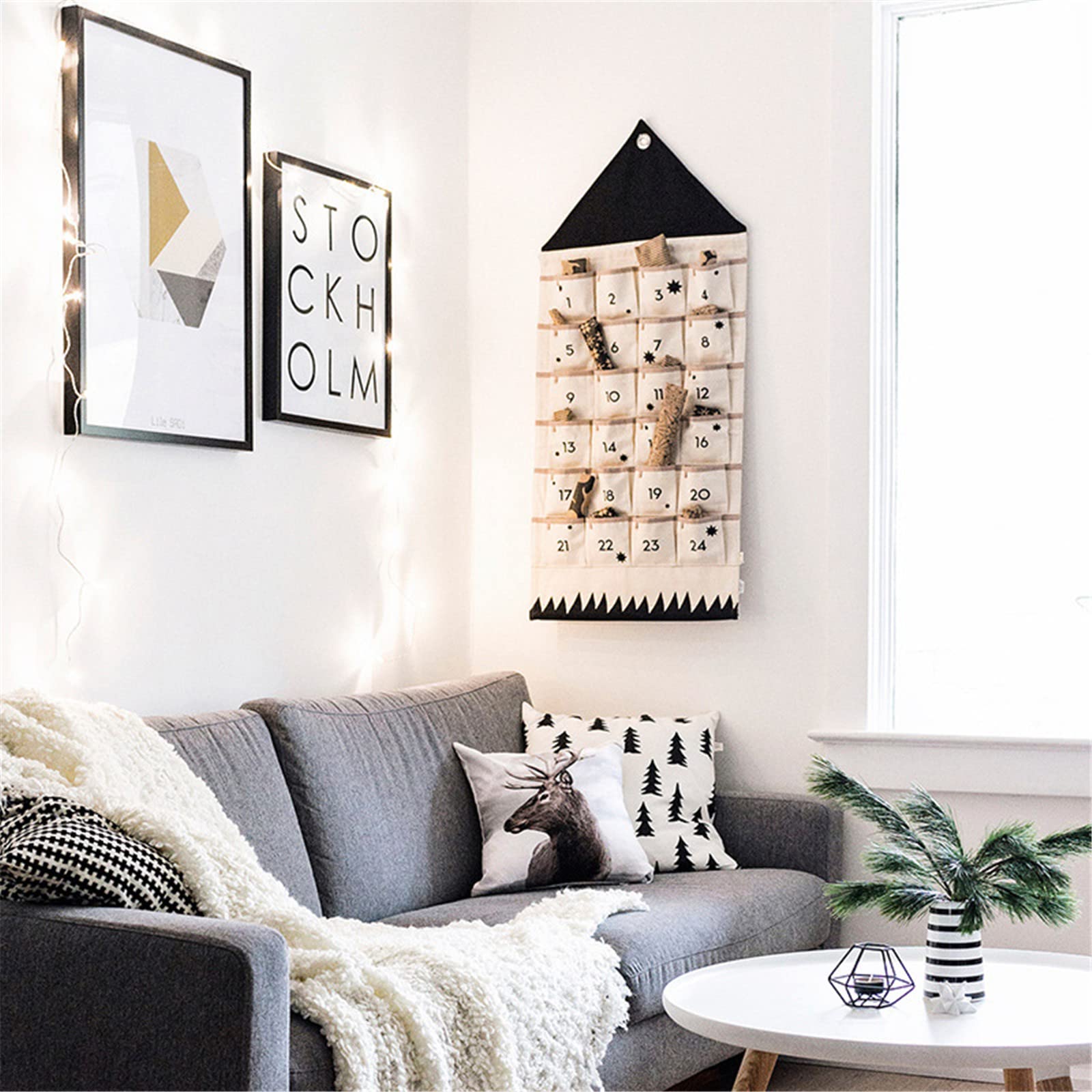 Christmas 24 Day Advent Calendar with Pockets Wall Hanging Bag for Holiday Decoration - Medaid International