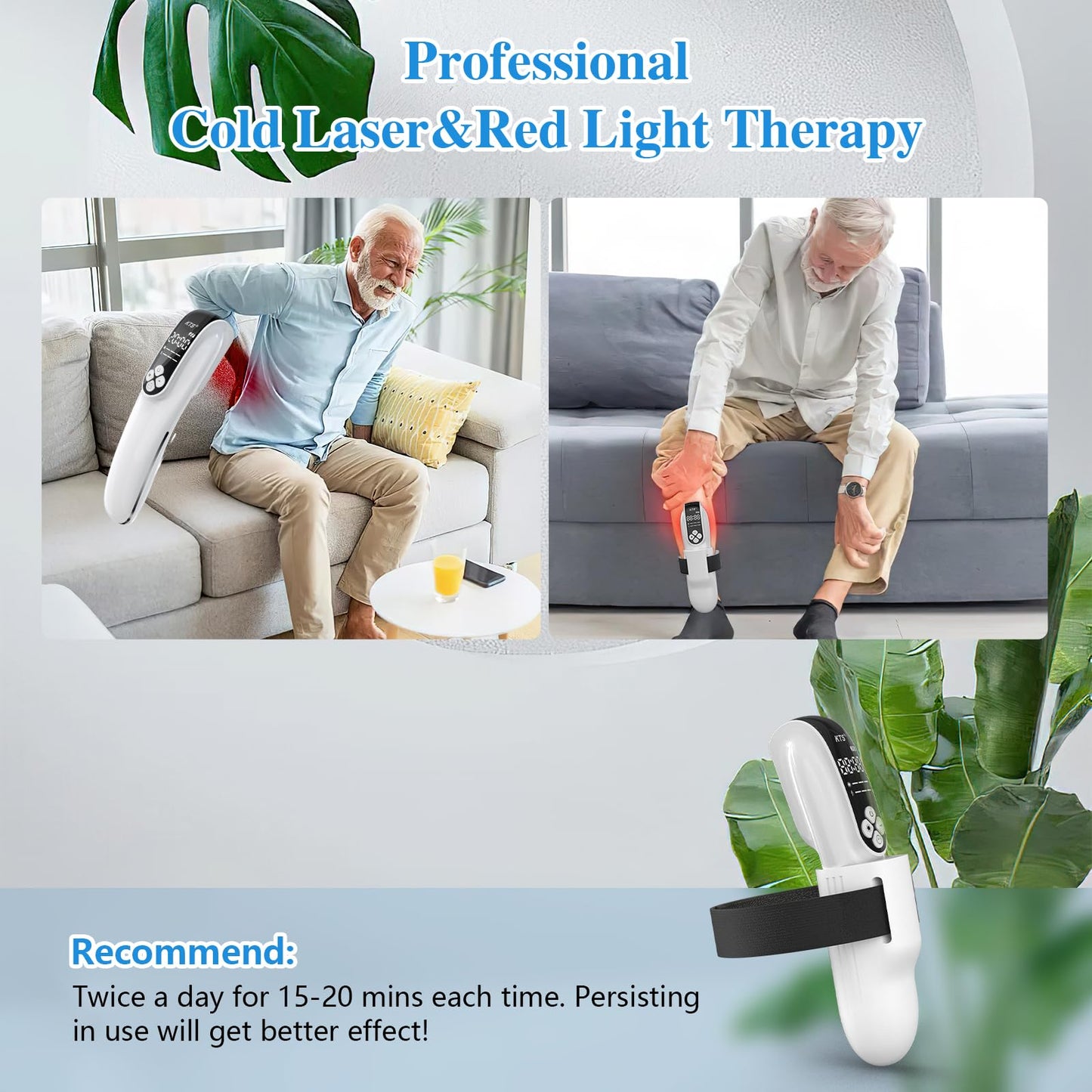 Cold Laser Therapy Device, KTS Upgrade 2-in-1 Infrared Light Therapy for Body Pain Relief, Deep Tissue Relieve Pain, Joint and Muscle Care Fast Recovery (4 * 808nm+12 * 650nm) - Medaid International