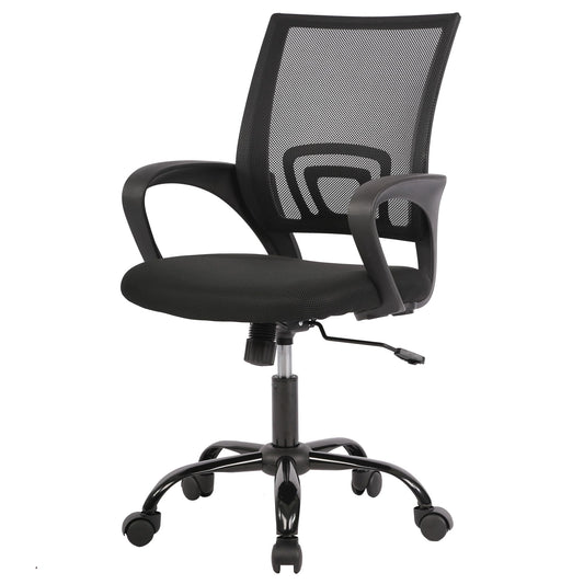 PayLessHere Office Computer Chair Ergonomic Cheap Desk Chair Adjustable Comfortable Mid Back Task Rolling Swivel with Lumbar Support for Home Office (Pack of 1, Black) - Medaid International