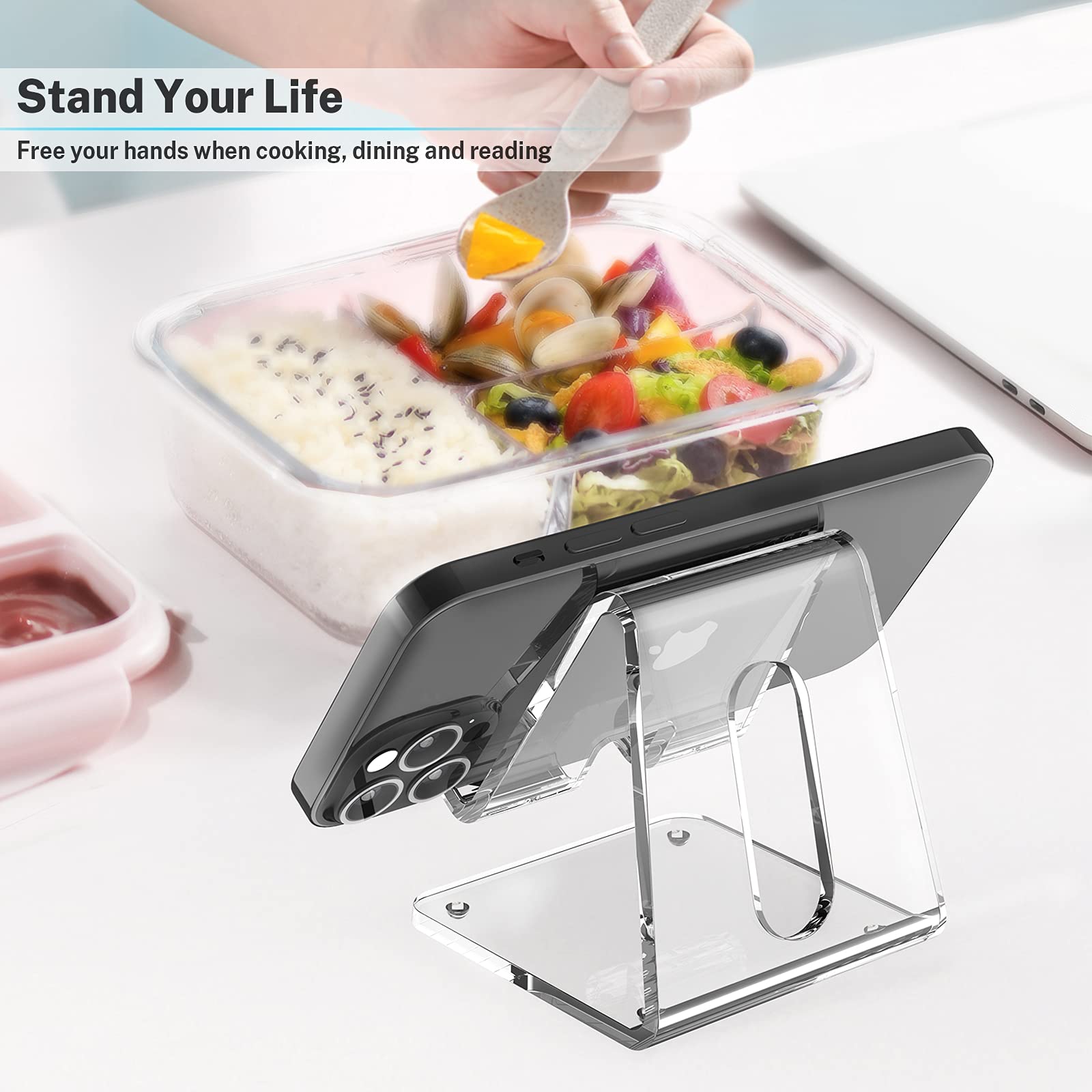 Crpich Acrylic Cell Phone Stand, Portable Clear Phone Stand for Desk, Compatible with Phone16 15 14 13 Pro Max Mini 12 11 Plus SE, Switch, Android Smartphone, Pad, Tablet, Desk Accessories - Medaid International