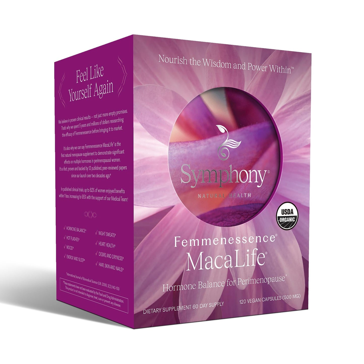 Femmenessence® MacaLife® – Clinically Proven Perimenopausal Supplement for Natural Hormone Balance, Symptom Relief, Heart & Mood Support, Without Added Hormones (240 Capsules, 120 Day Supply) - Medaid International