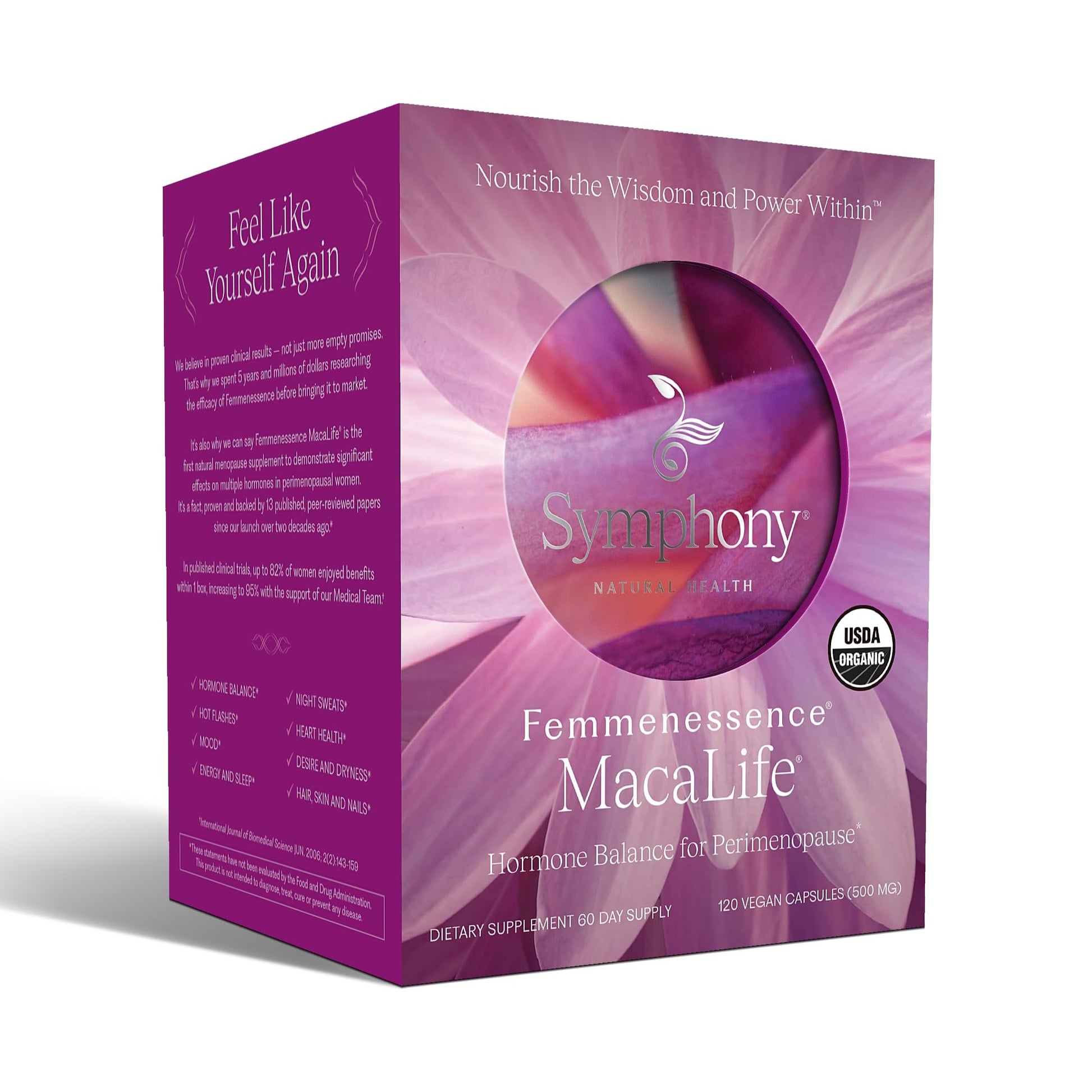 Femmenessence® MacaLife® – Clinically Proven Perimenopausal Supplement for Natural Hormone Balance, Symptom Relief, Heart & Mood Support, Without Added Hormones (240 Capsules, 120 Day Supply) - Medaid International