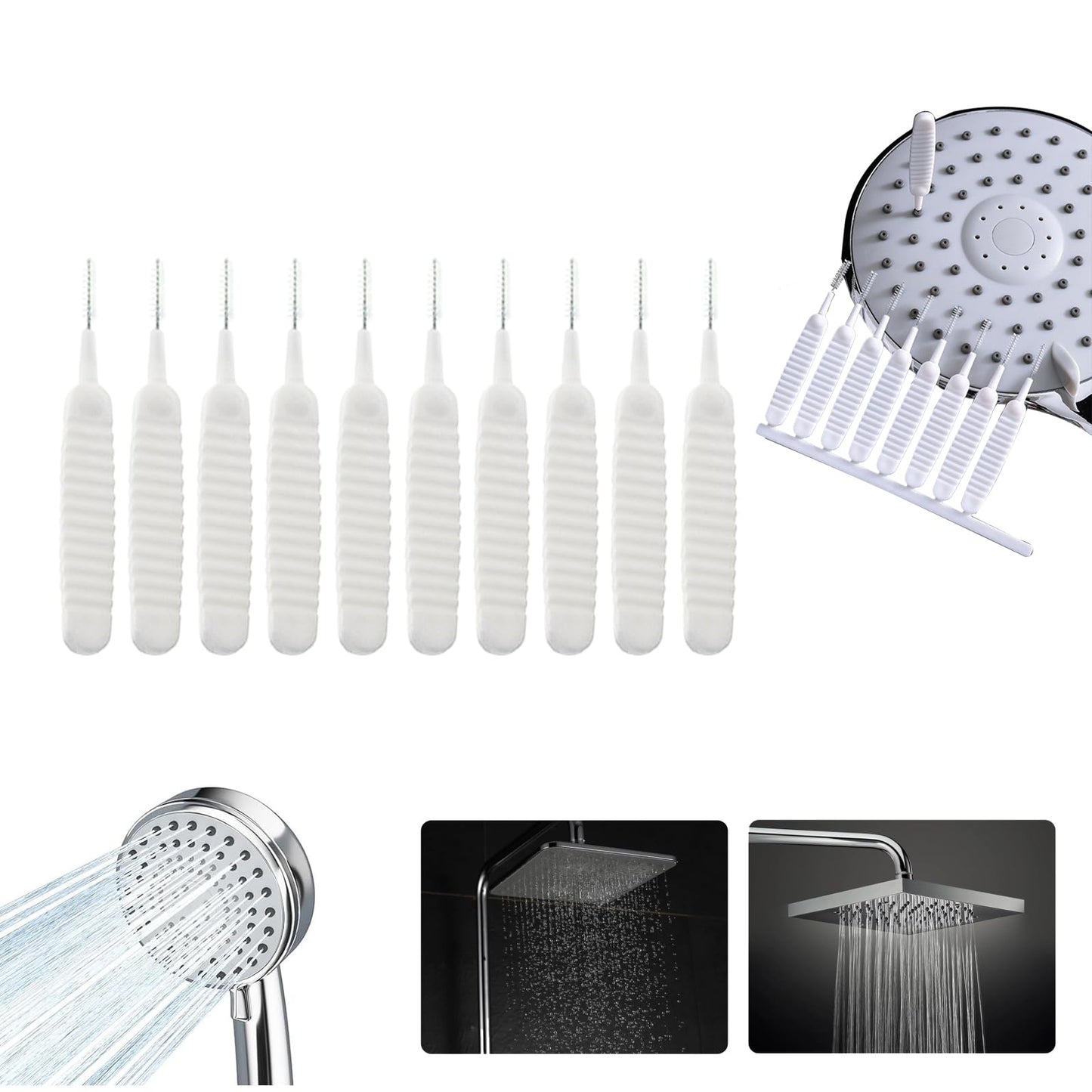 Shower Head Cleaning Brush for Small Hole, 2025 New Anti-Clogging Nozzle with Storage Boxes, Multifunctional Shower Cleaning Tools, Showerhead Cleaning Brushes Picks for Bathroom (10PC) - Medaid International