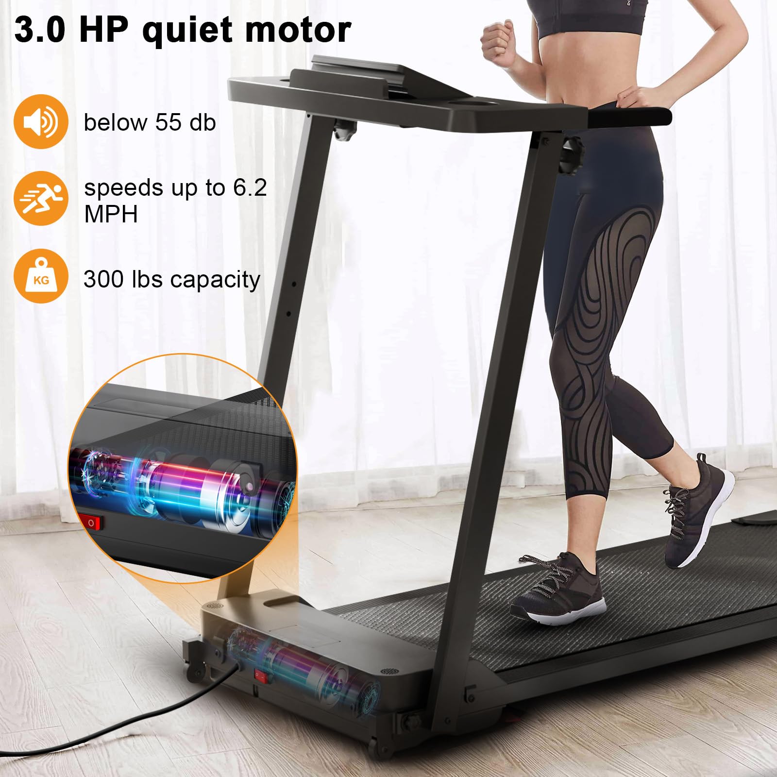 Under Desk Treadmill, Walking Pad, Portable Walking Machine - Raceable 2HP Motor 136kg Smart Control, 12 Programs & Virtual Races, 3.6" Display, 3 Timers, Emergency Stop, No Assembly Home Use - Medaid International