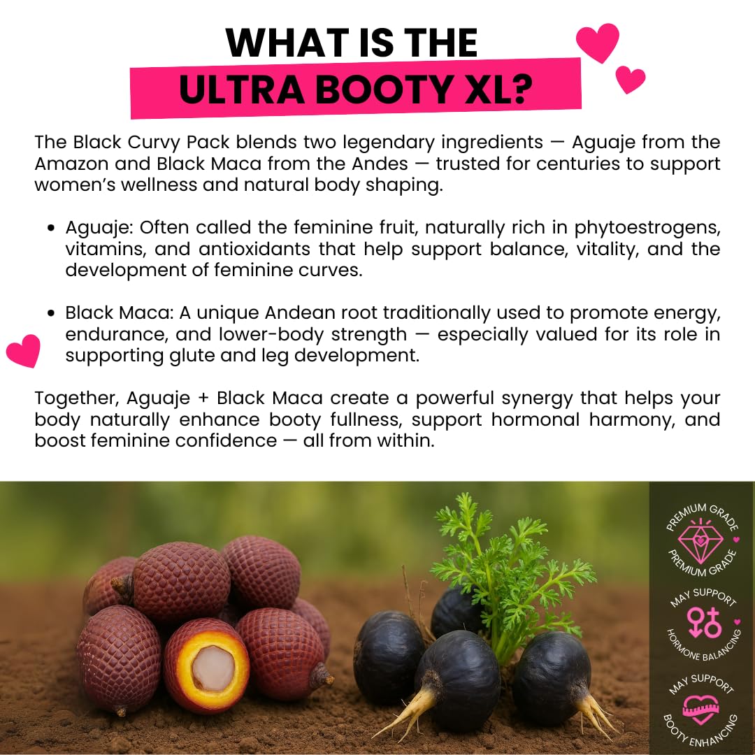 Curvy Fruit Maximum Booty Growth – Ultra Booty Powder with Aguaje + Black Maca – Glute Volume Supplement for Women - Medaid International