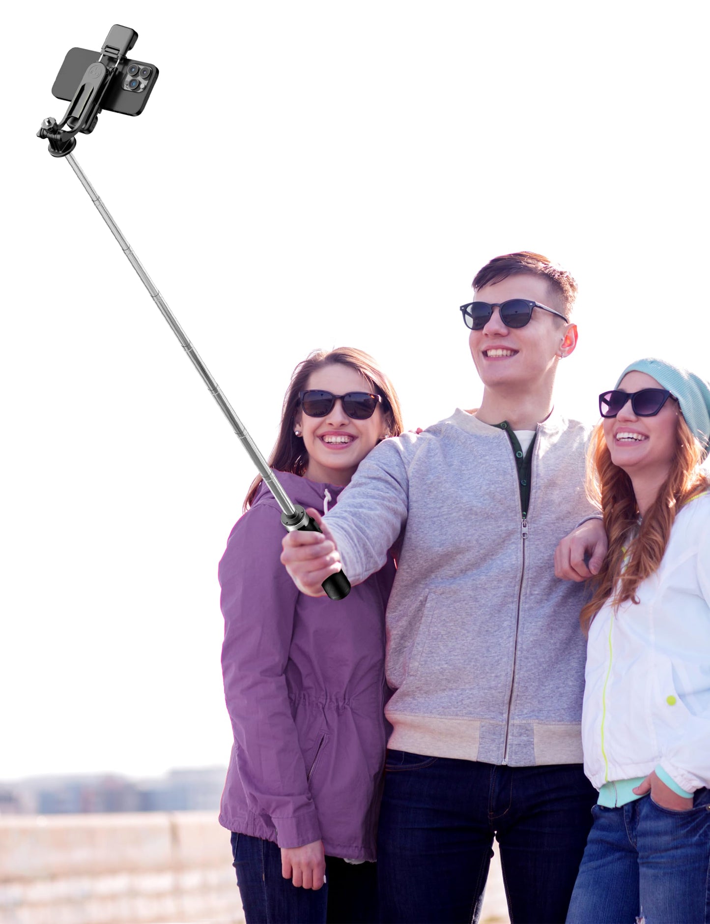 53'' Selfie Stick Tripod with Light, Extendable Selfie Stick with Remote, Portable Cell Phone Tripod Stand with All in 1 Phone Clip, Lightweight Camera Tripod Compatible with iPhone 15 14 13, Android - Medaid International