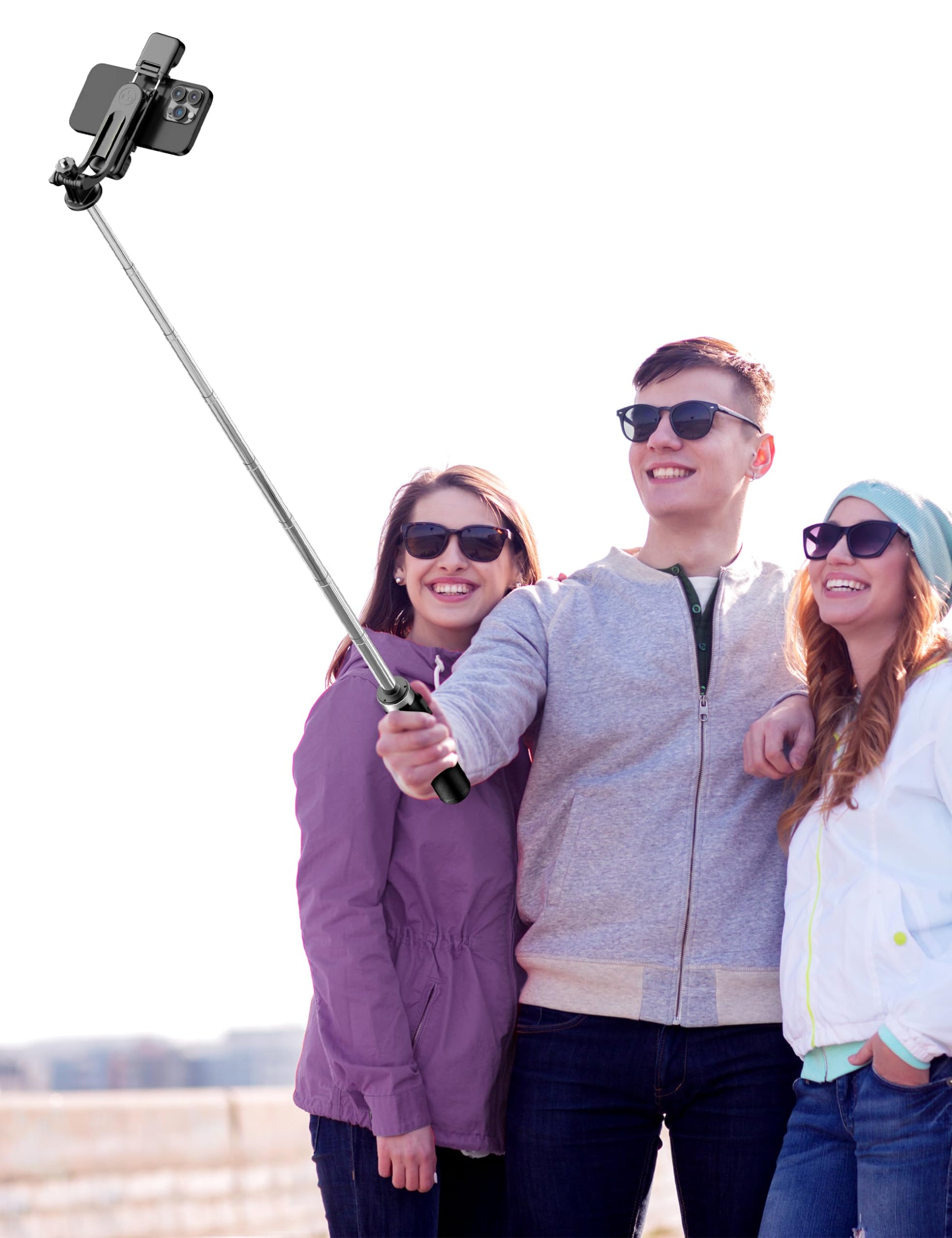 53'' Selfie Stick Tripod with Light, Extendable Selfie Stick with Remote, Portable Cell Phone Tripod Stand with All in 1 Phone Clip, Lightweight Camera Tripod Compatible with iPhone 15 14 13, Android - Medaid International