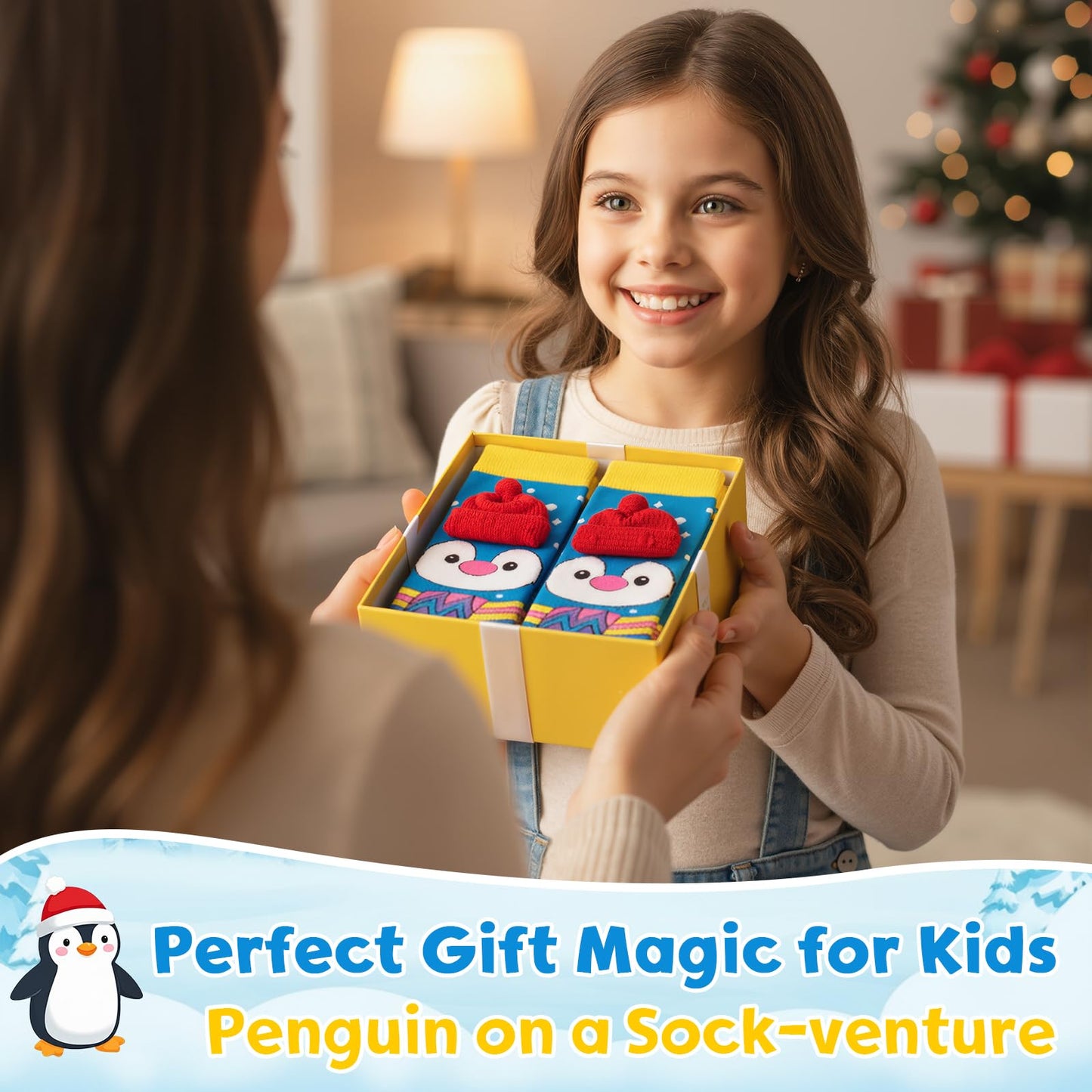 COZYMATE Crazy Socks for Kids - Funny Silly Knee High Animal Socks for 3-12 Years Boys Girls Crazy Sock Day Xmas Gifts (US, Age, 3 Years, 12 Years, Penguin) - Medaid International