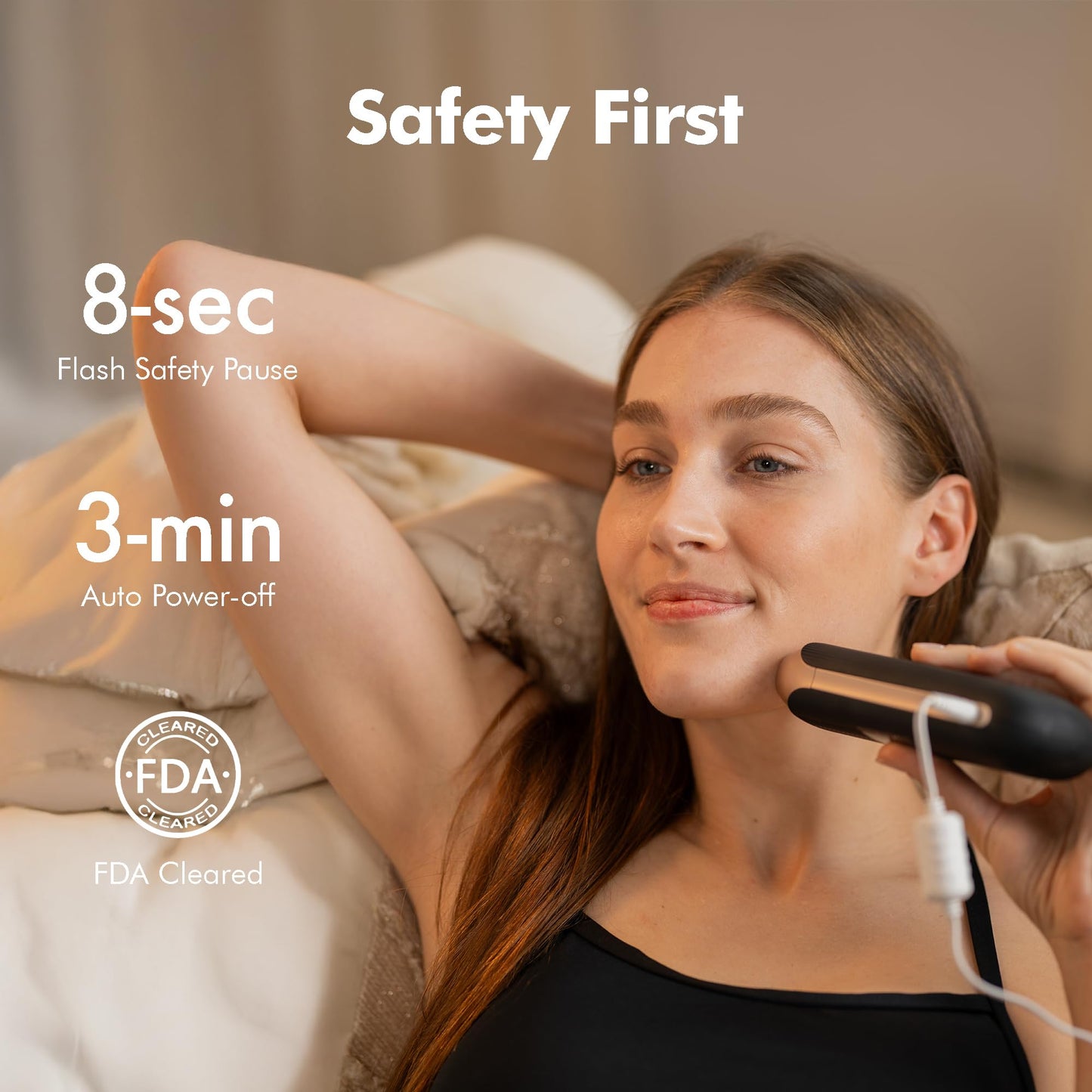 Aberlite Luxe - IPL Laser Hair Removal Device for Women & Men - Painless w/Sapphire Cooling, Double Pulse, Auto Scan, 4 Modes, 5 Intensity Levels - At Home Intense Pulsed Light (IPL) System (Black) - Medaid International