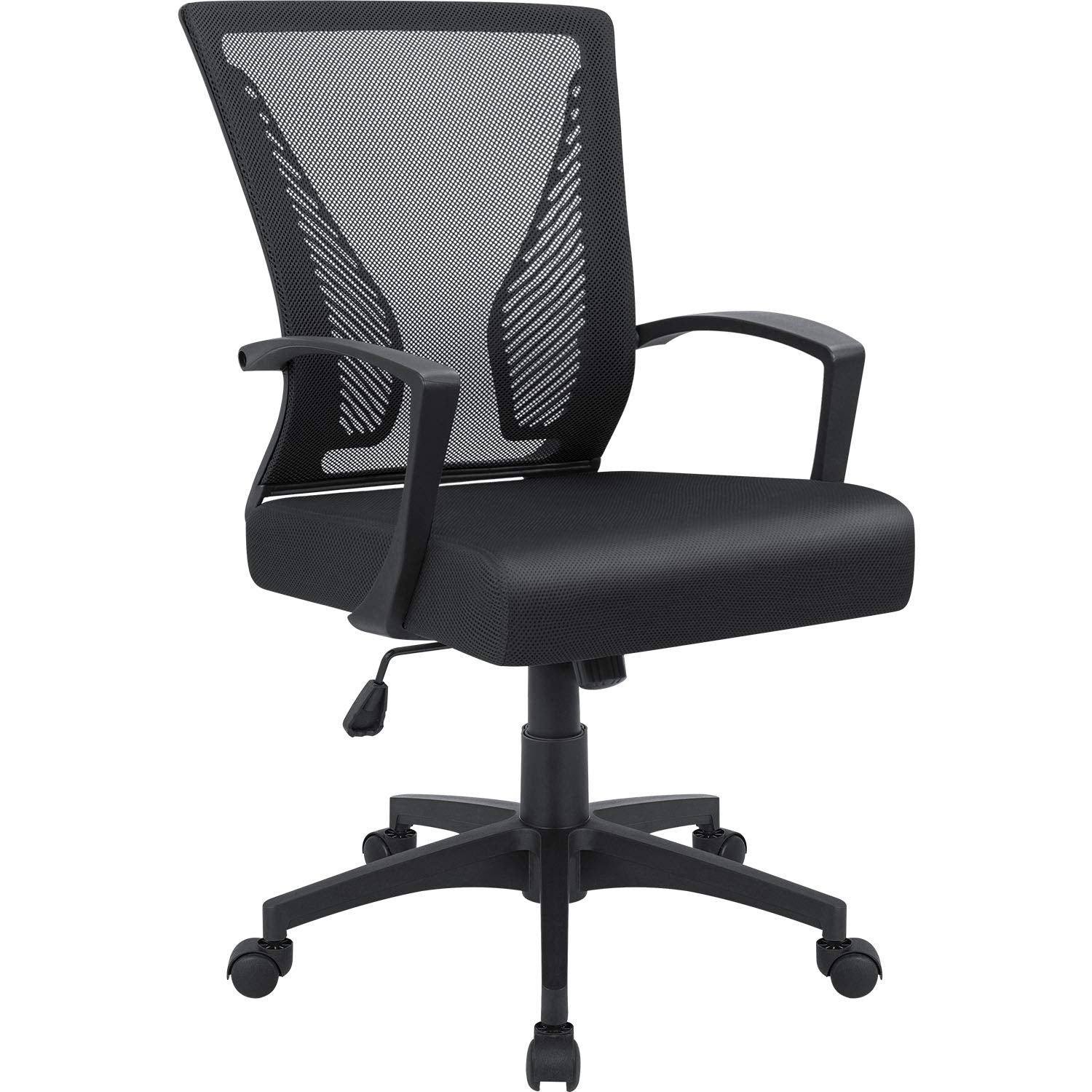 Furmax Office Chair Ergonomic Computer Desk Mesh Chair Mid Back Swivel Lumbar Support with Armrest (1, Black) - Medaid International