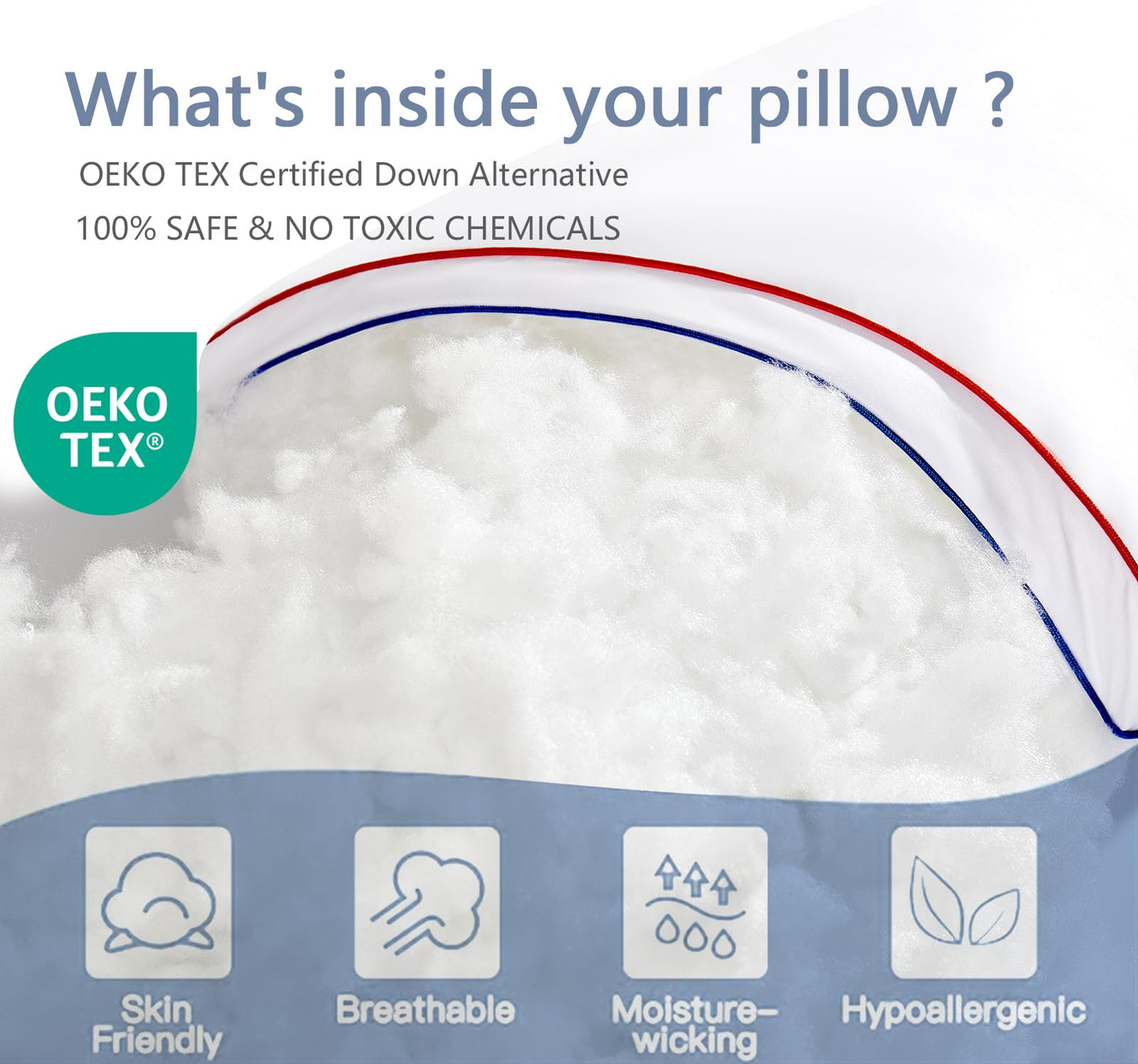 SUMEQIQ Pillows Queen Size Set of 2, Fluffy Bed Pillows for Sleeping, Queen Pillows 2 Pack with Hotel Quality, Medium Firm and Supportive Down Alternative Pillow for Side and Back Sleeper, 20" x 30" - Medaid International