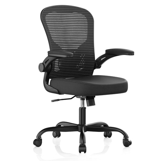 Office Chair, Ergonomic Desk Chairs 330LBS Capacity High Back Mesh Computer Chair with Flip-up Armrests, Comfy Work Chair with Adjustable Lumbar Support, Rolling Chair - Medaid International