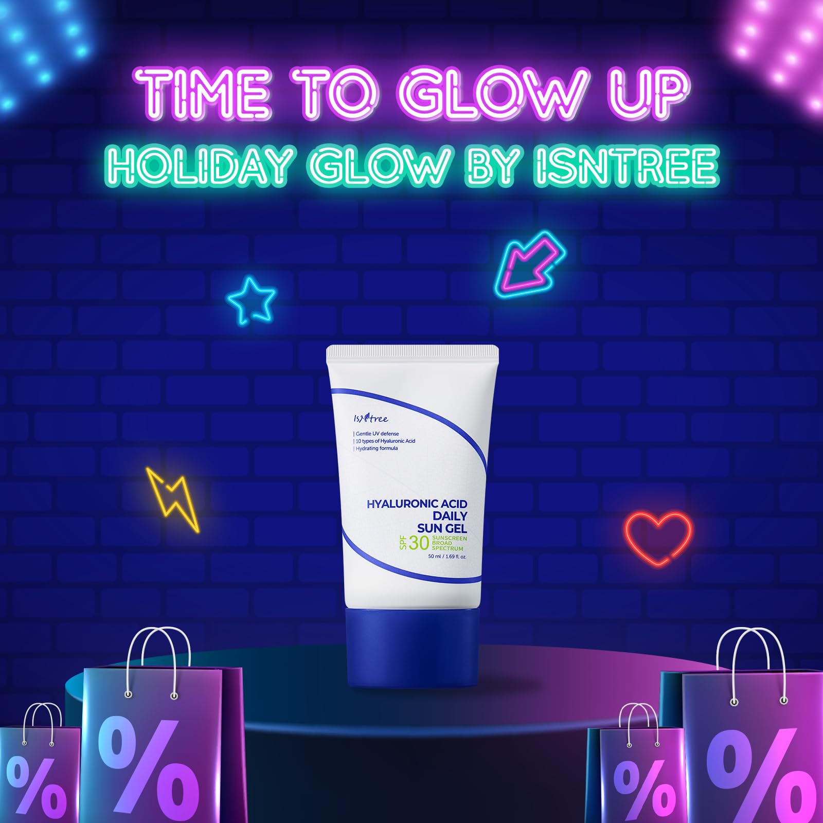 ISNTREE Hyaluronic Acid Daily Sun Gel 50ml, 1.69 fl oz | SPF 30 | Korean Skincare | Moisturizing | No White Cast | Lightweight | Mild Formula | Daily SPF | Korean Sunscreen | Broad Spectrum - Medaid International