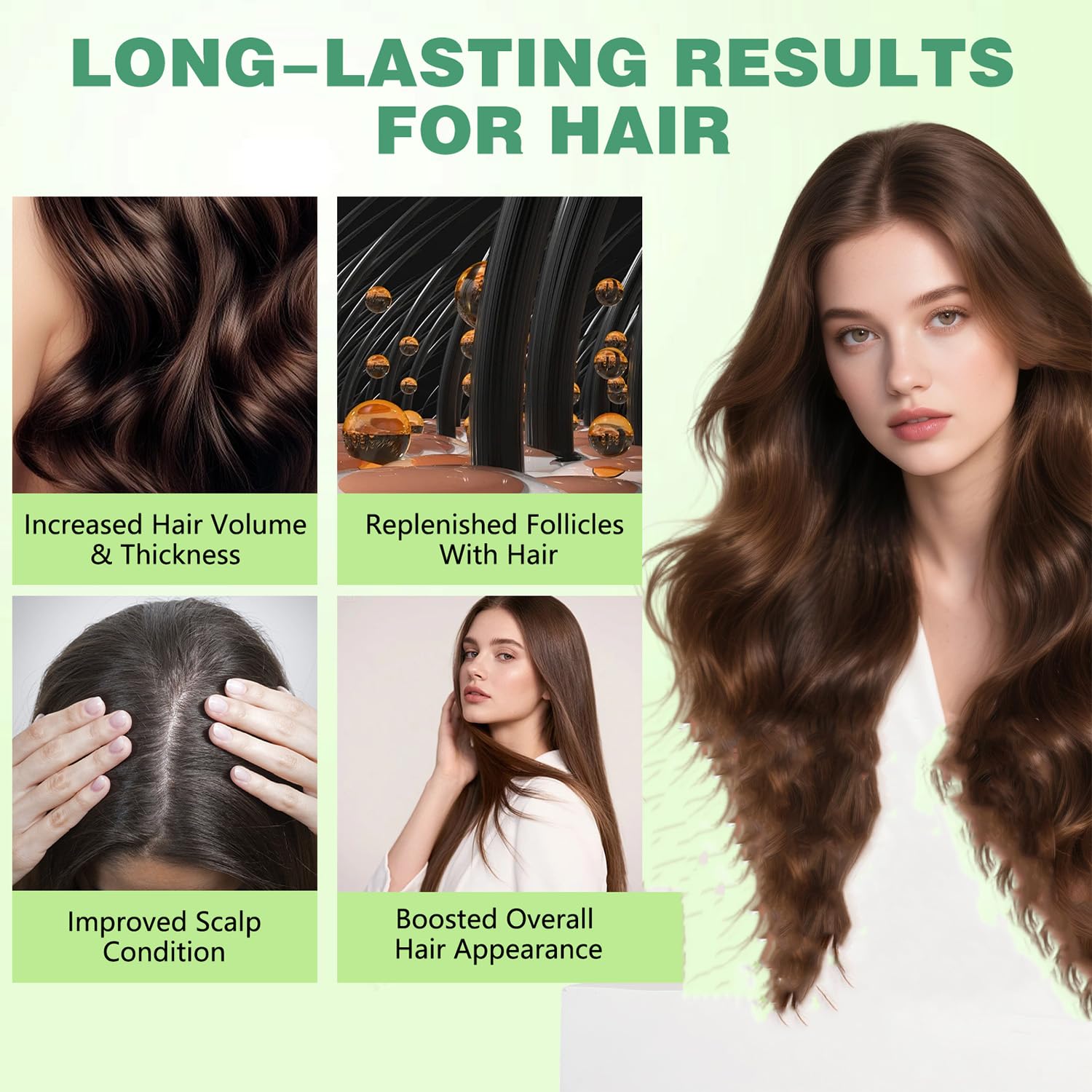 Hair Regrowth System, Advanced Hair Growth Treatment Ginseng, Eclipta Prostrata,Peppermint Oil & Ginger Root,Strengthens Hair Roots,Thickening Serum for Men & Women (1 Set) - Medaid International