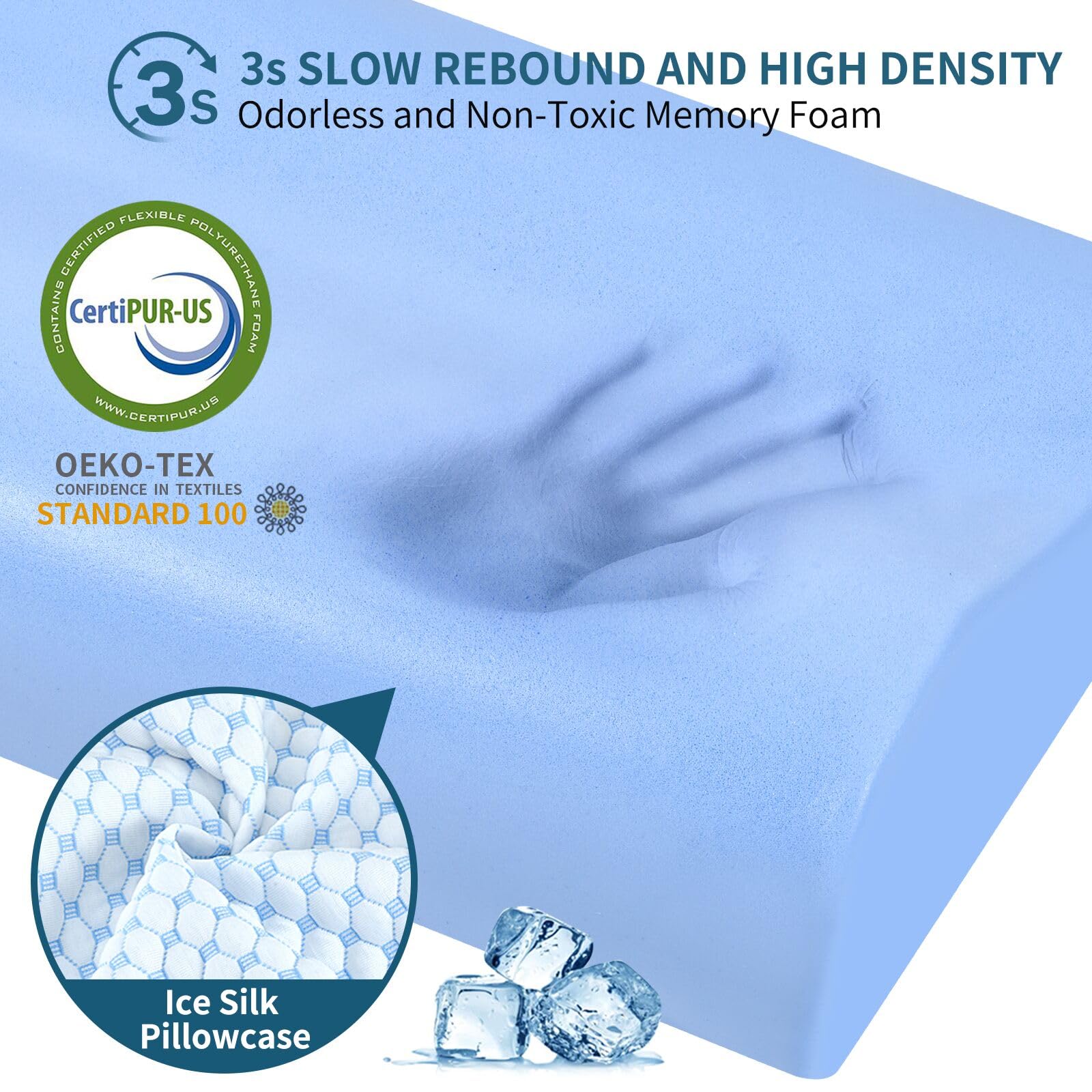 Cervical Pillow for Neck Pain Relief, Contour Memory Foam Pillows for Sleeping, Odorless Ergonomic Pillow Adjustable Orthopedic Cooling Pillow Bed Pillow Neck Support for Side Back Stomach Sleepers - Medaid International