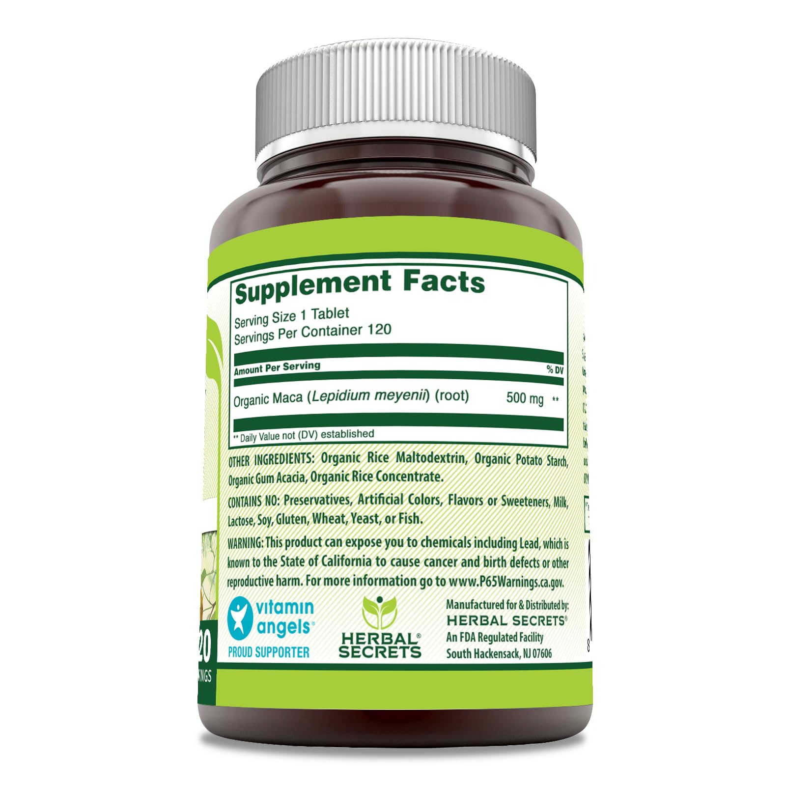 Herbal Secrets Maca Supplement | 500 Mg Per Serving | 120 Tablets | Non-GMO | Gluten Free | Made in USA - Medaid International