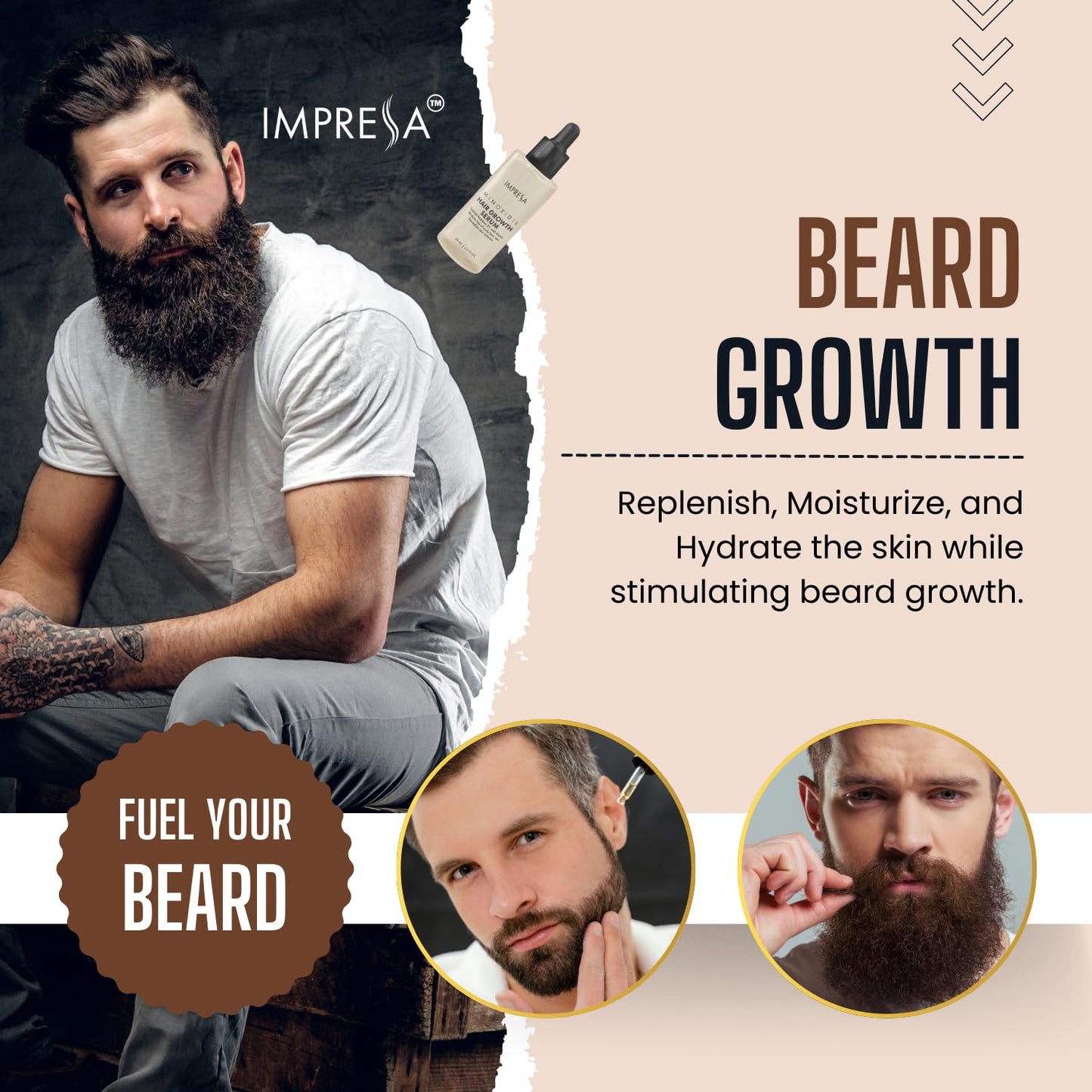 IMPRESSA Hair Growth Kit, 5% Minoxidil with Biotin and Natural Oil, Hair Regrowth for Men and Women, Hair Loss Treatments, Scalp Massager, 1.7 Fl Oz, Unisex Adult - Medaid International