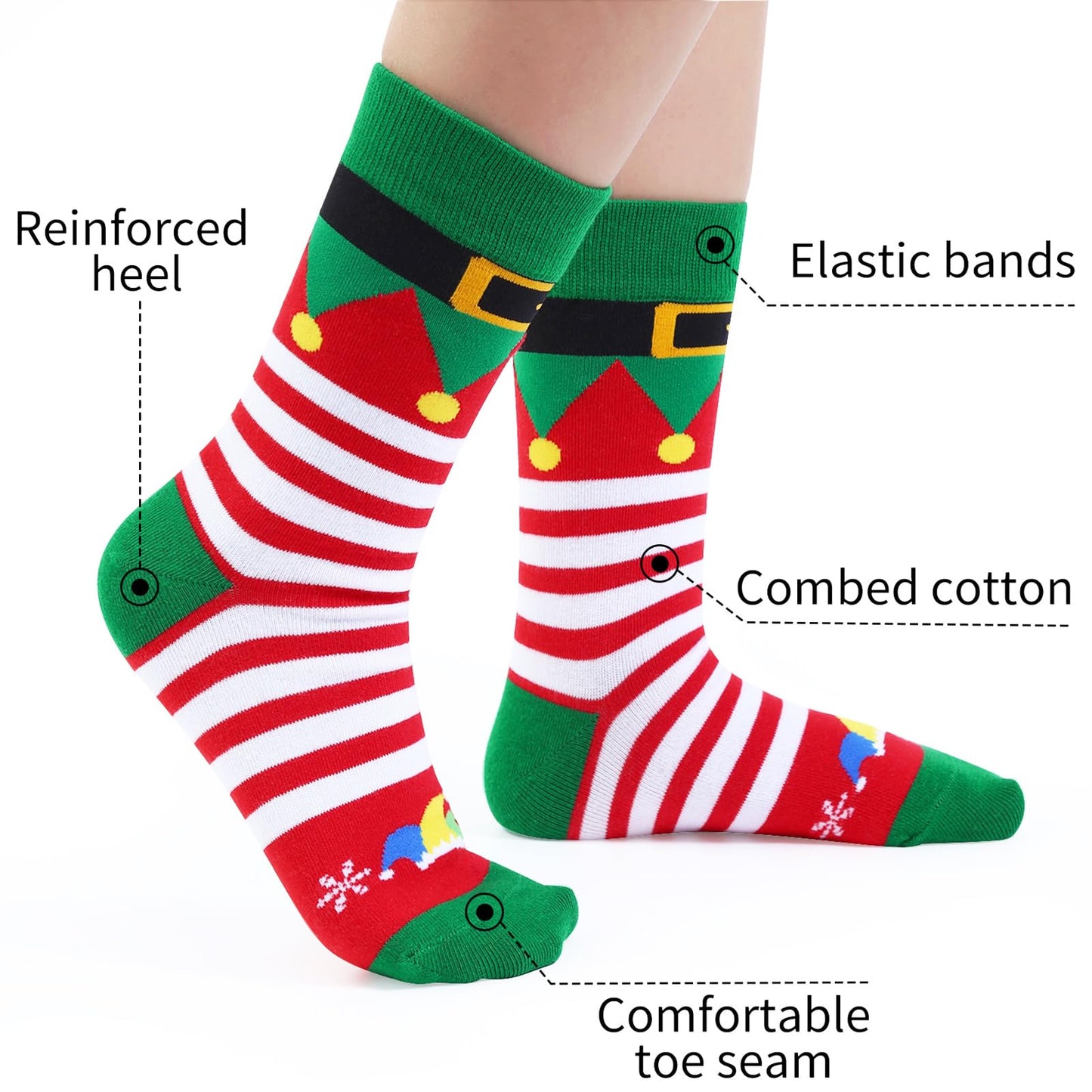 Dsia Zamur Boys Christmas Socks 6 Pack + Gift Box, Kids Children Girls Novelty Xmas Holiday Crew Socks for 10-12 Years - Medaid International