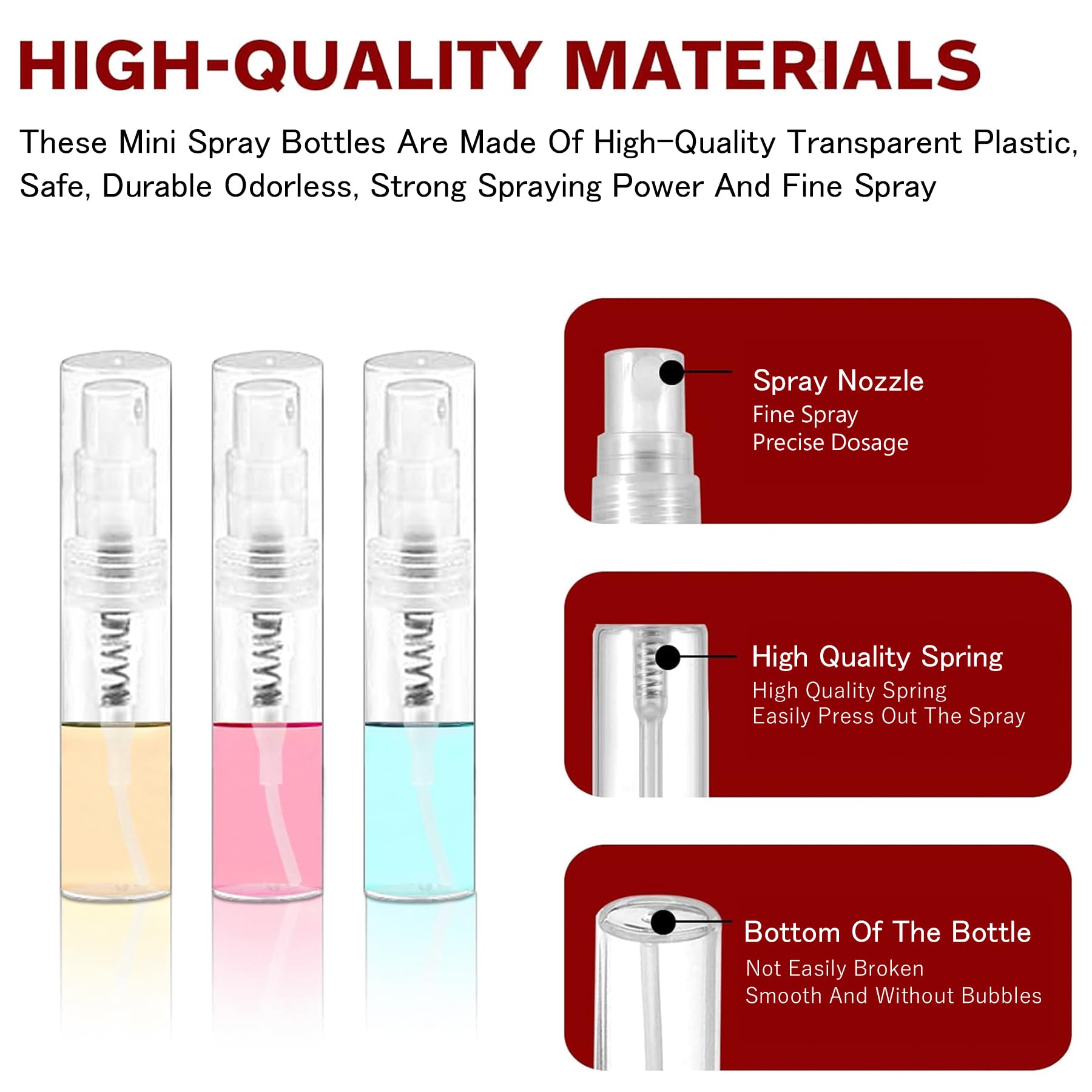 Csdtylh Mini Spray Bottle, Clear Plastic Empty Sample Containers, Fine Mist Perfume Travel Refillable Spray Bottle Perfume Atomizer Small Portable Bottle for Cleaning, Travel, Essential Oils(120, 2ml) - Medaid International