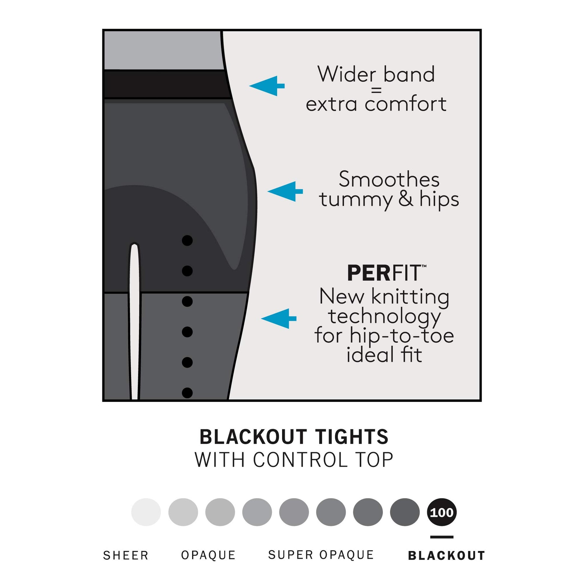Hue Women's Blackout Tights with Control Top, Black, 3 (U20382) - Medaid International